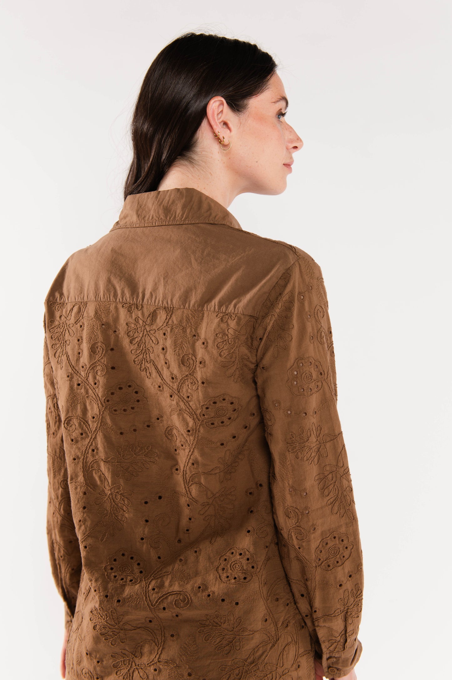 CHEMISE BRODÉE EDWIGE MARRON