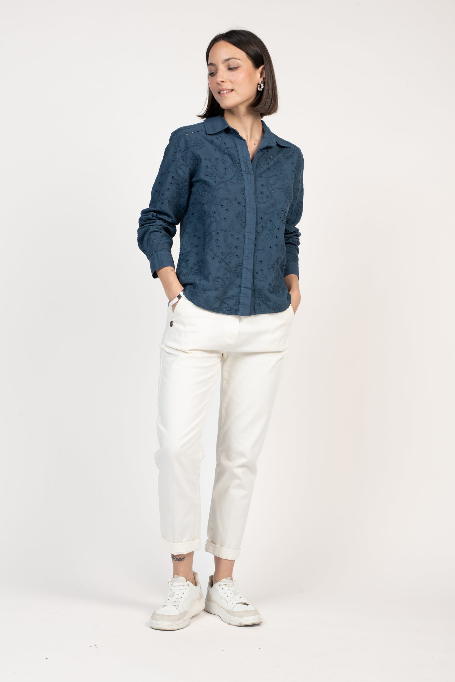 CHEMISE BRODÉE EDWIGE BLEUE