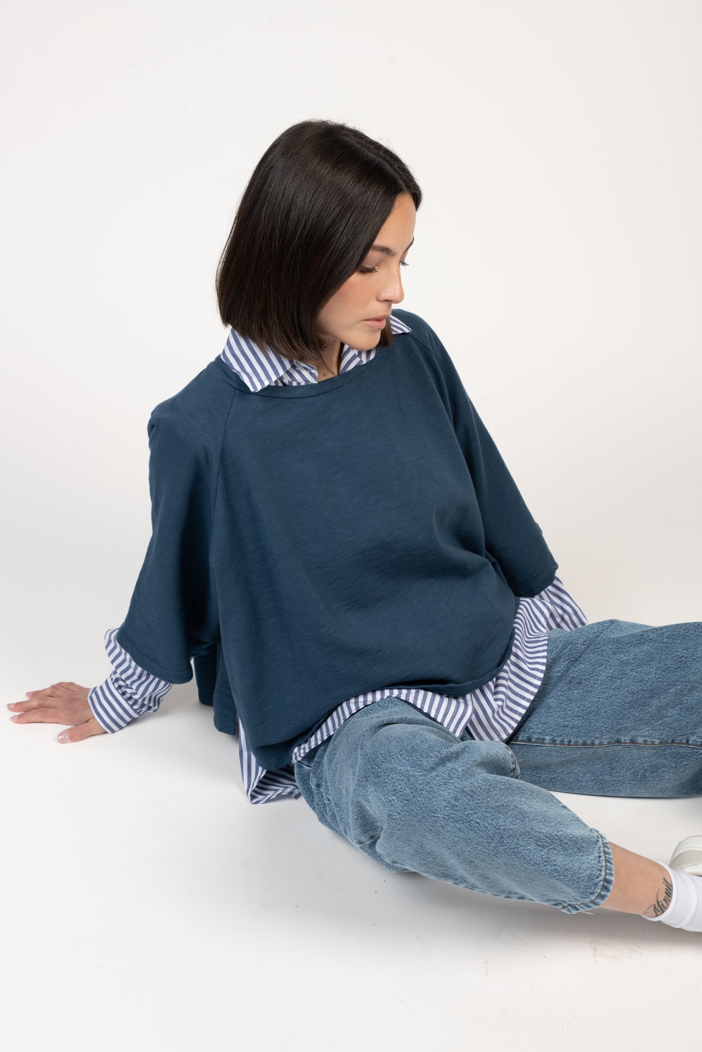 TOP AMPLE COTON BIO ESTELLE BLEU