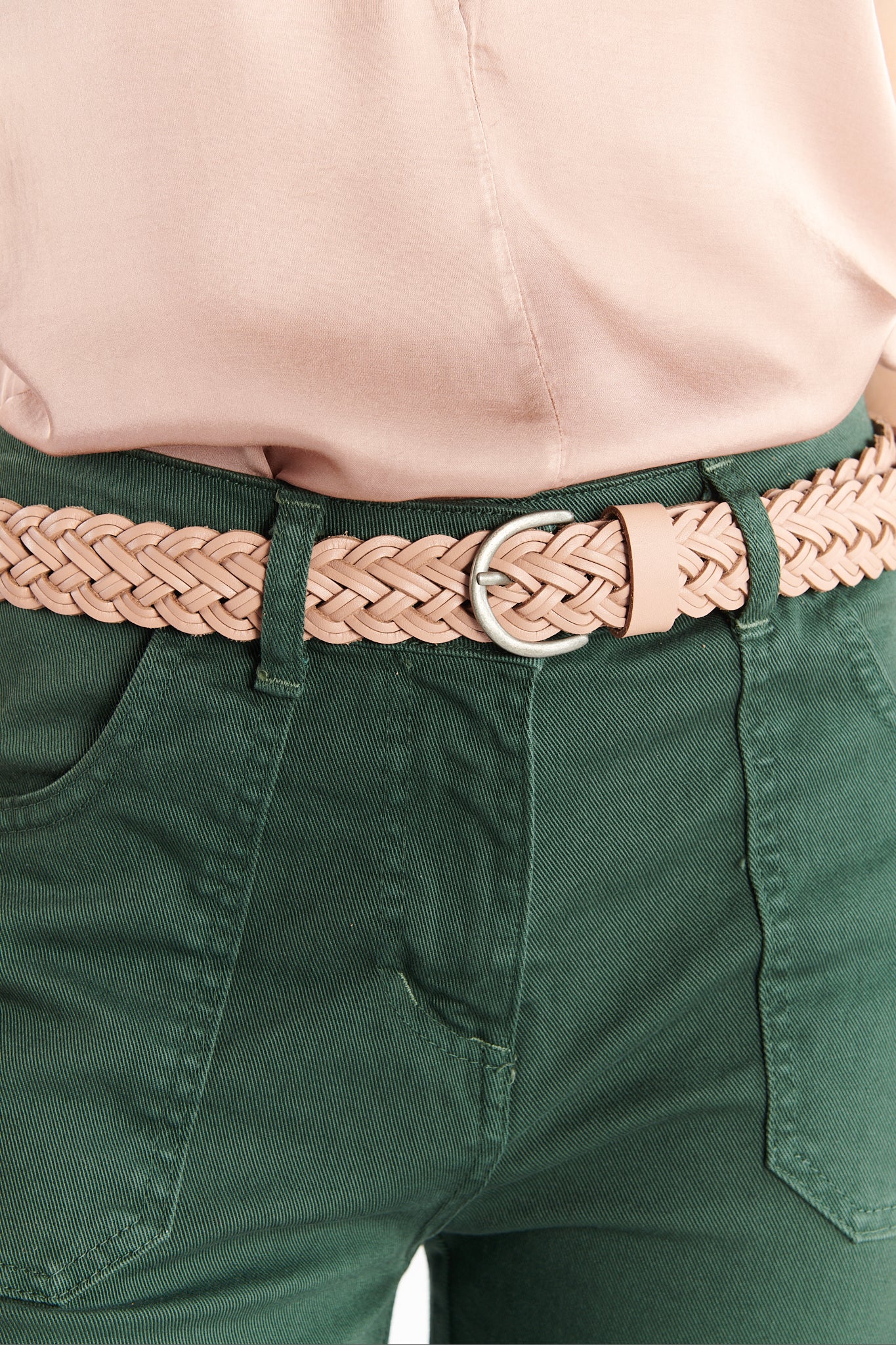 CEINTURE TRESSÉE LARGE MANON ROSE POUDRÉ