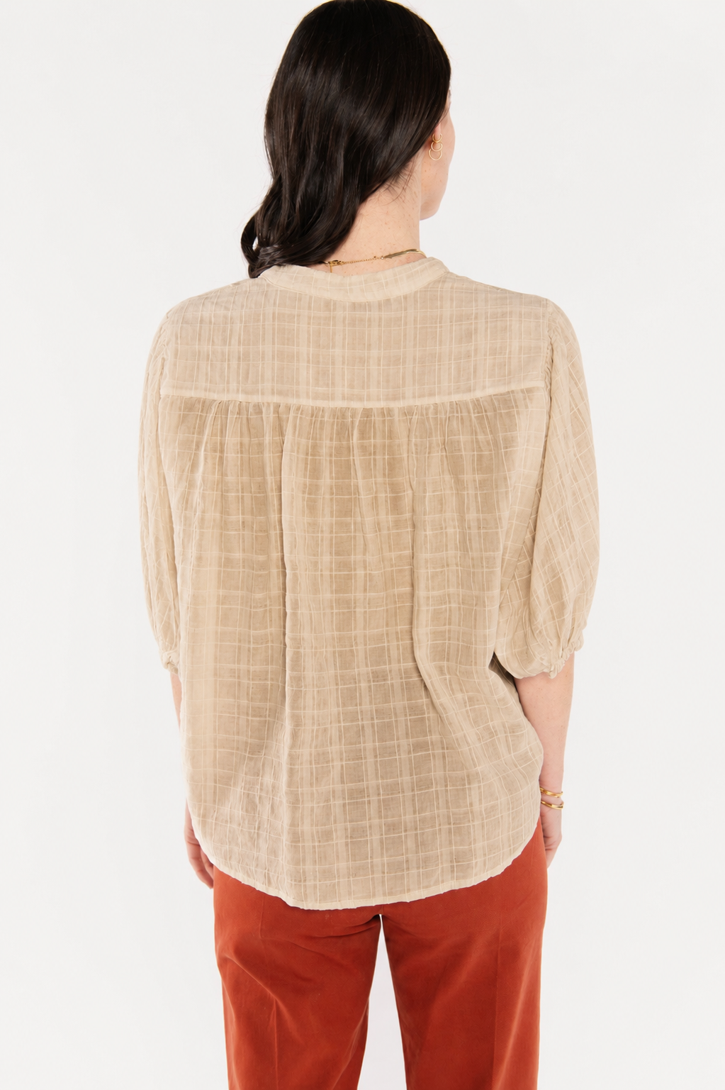 BLOUSE EN VOILE DE COTON ÈVE-LINE BEIGE