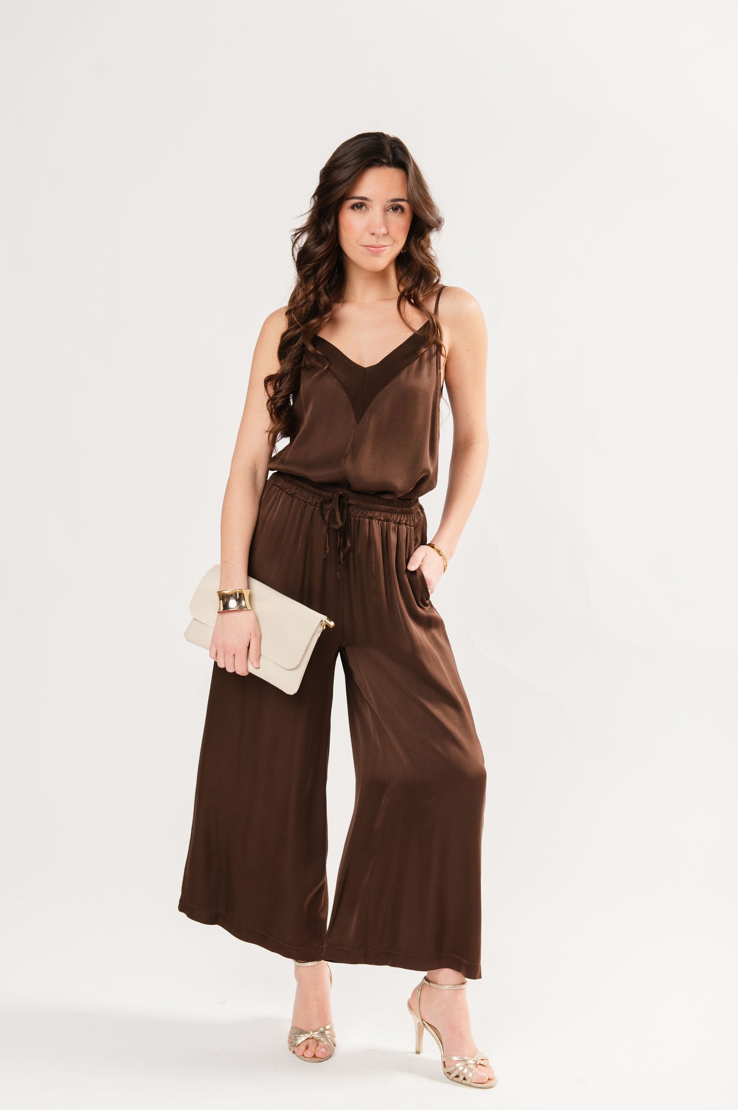 SAC POCHETTE EN CUIR FIORELLA ÉCRU