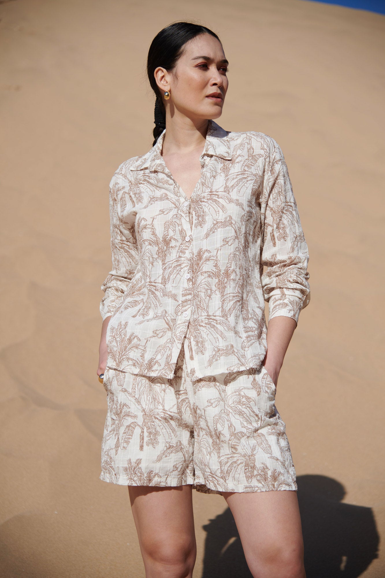 CHEMISE VOILE TEXTURÉ CHRISTA CACAO JUNGLE