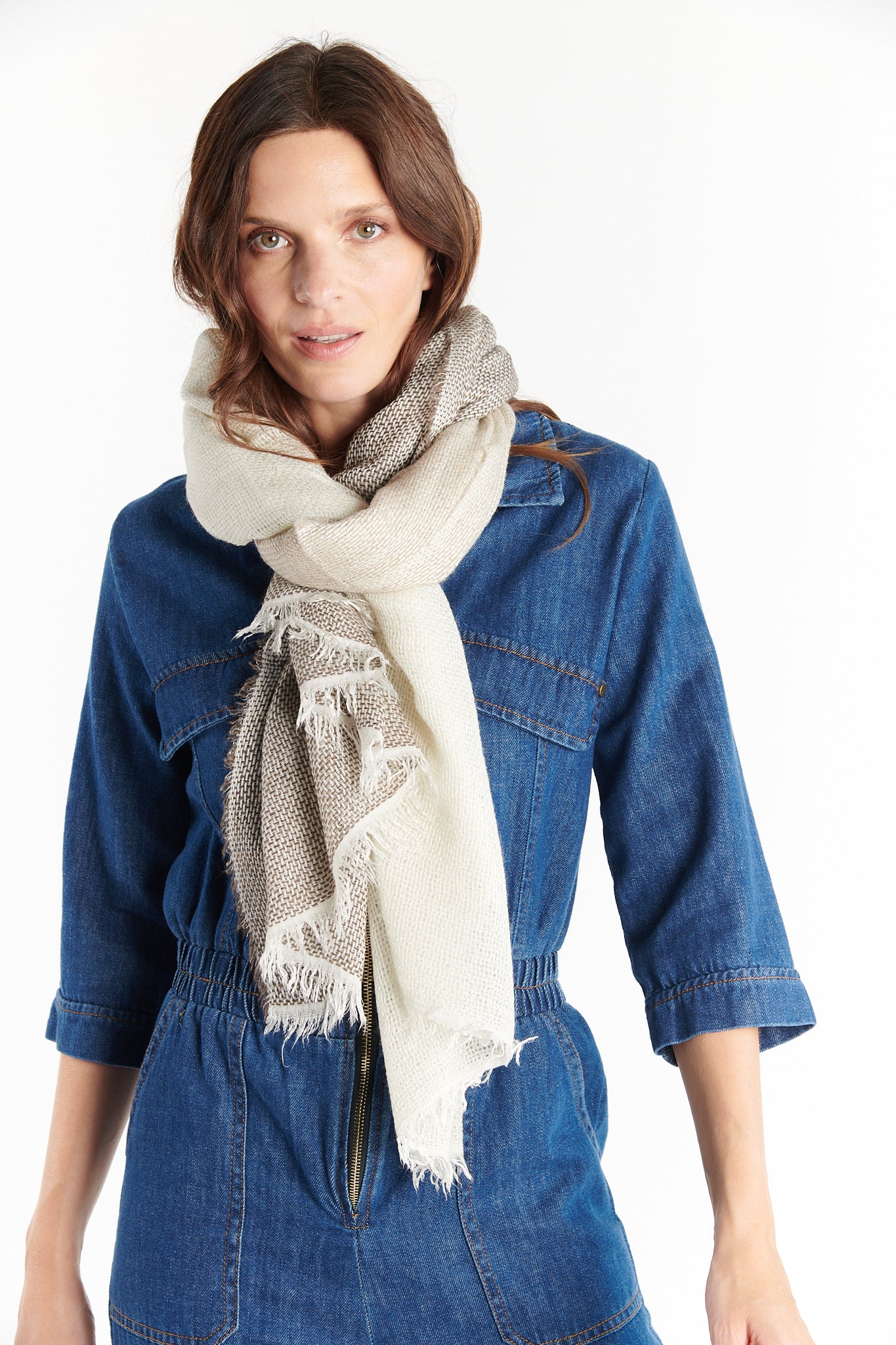 ECHARPE TRICOLORE DAMIENNE NATUREL CHINE