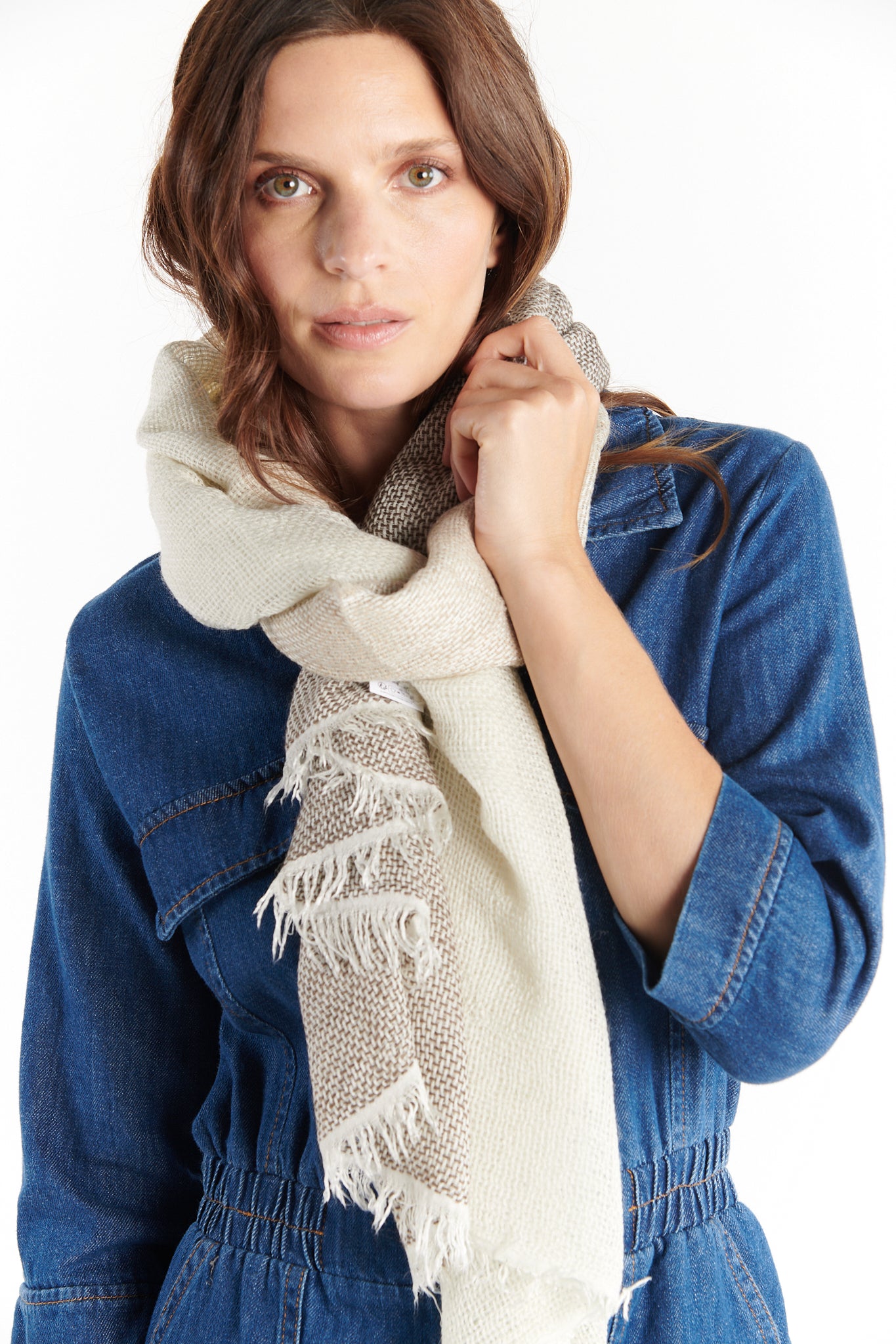 ECHARPE TRICOLORE DAMIENNE NATUREL CHINE