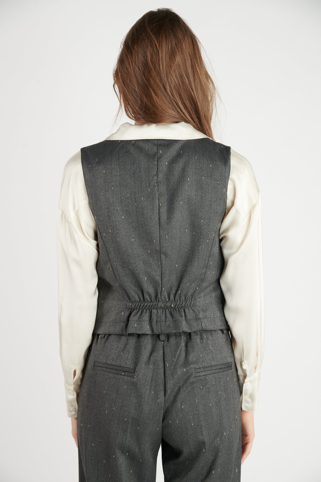 GILET BARMAN DAVID LUREX GRIS FONCÉ