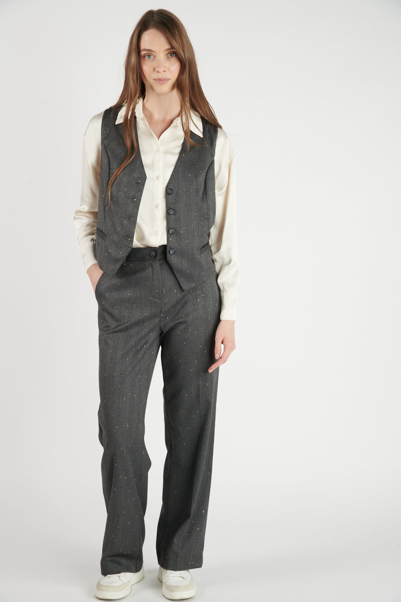 GILET BARMAN DAVID LUREX GRIS FONCÉ