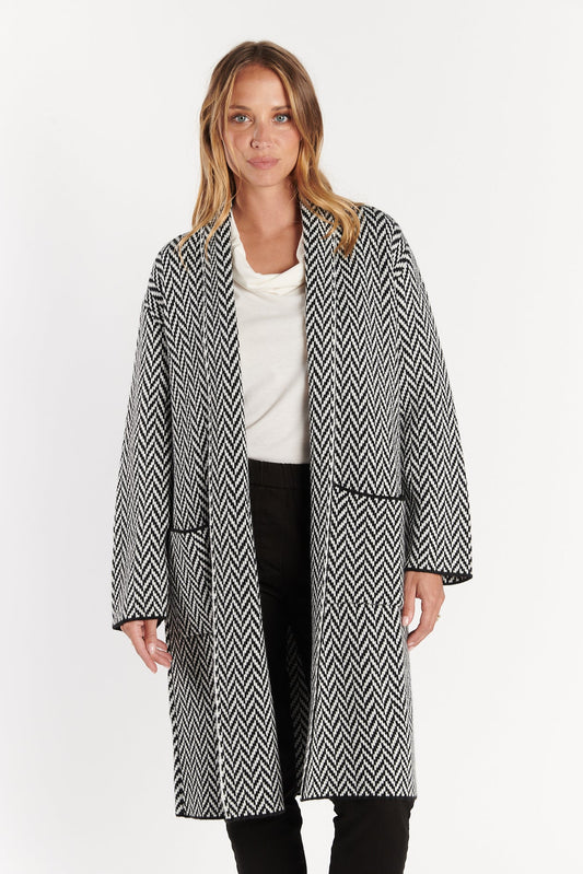 MANTEAU MAILLE DAZAI BLANC NOIR