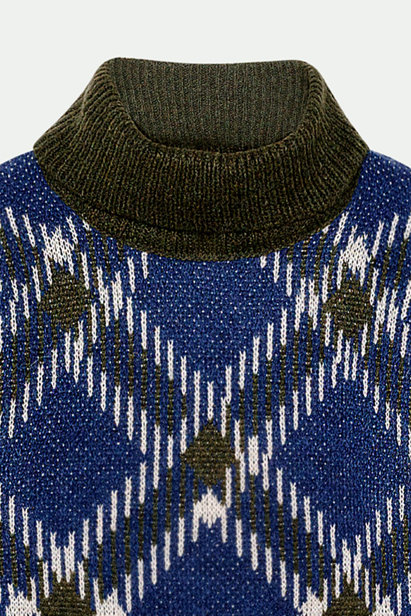 PULL BERTO CARREAUX DENIM & KAKI