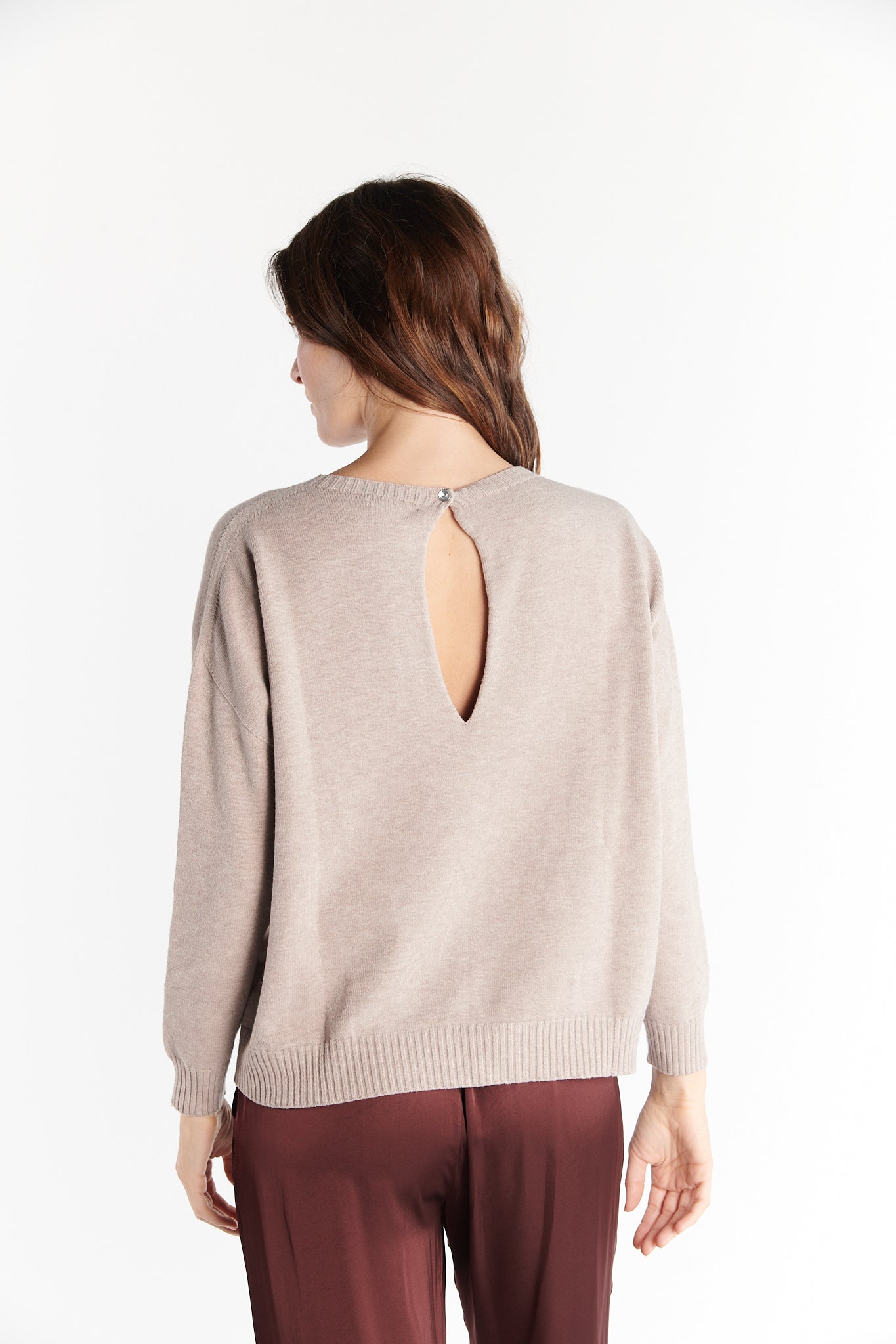 PULL AMPLE COL ROND DORIANE BEIGE