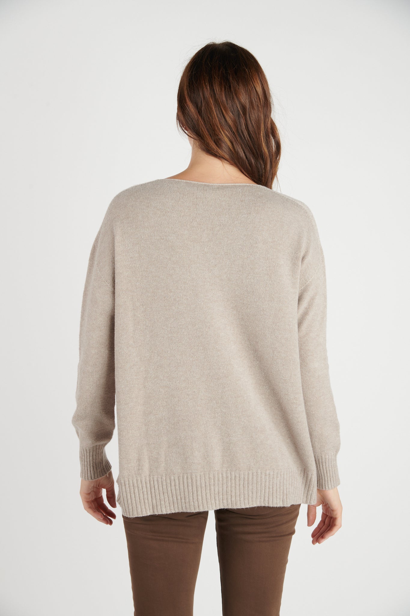 PULL COL V DAN BEIGE