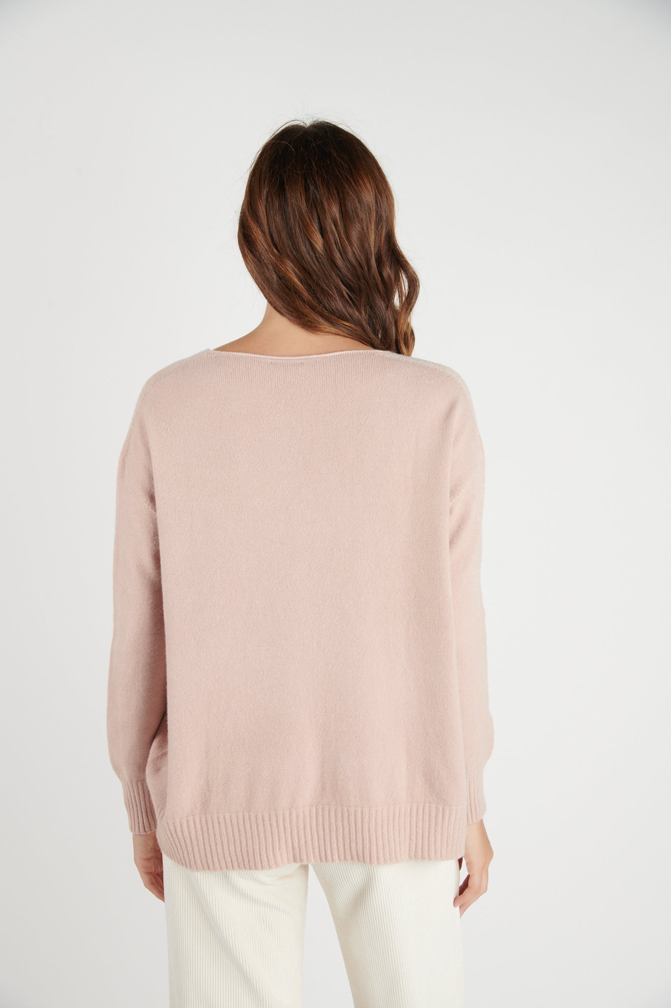 PULL COL V DAN ROSE POUDRE