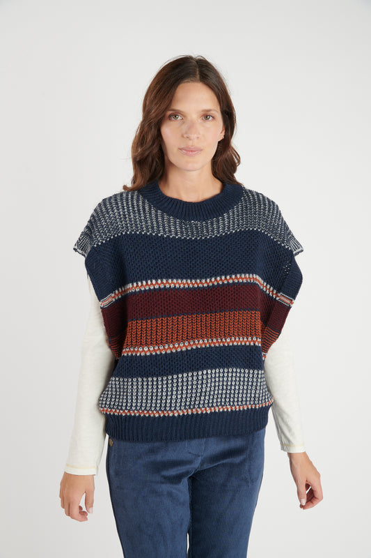 PULL MANCHES COURTES DANAÉ MARINE BORDEAUX