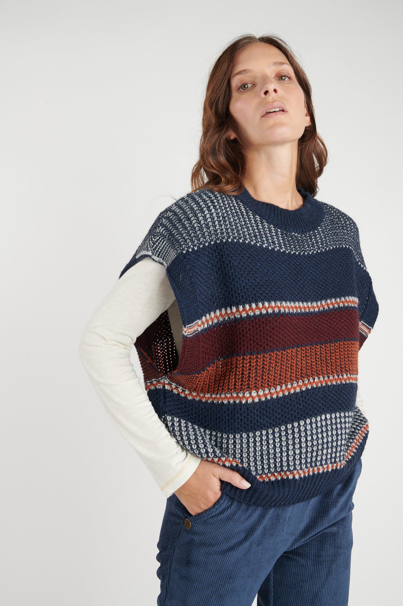 PULL MANCHES COURTES DANAÉ MARINE BORDEAUX