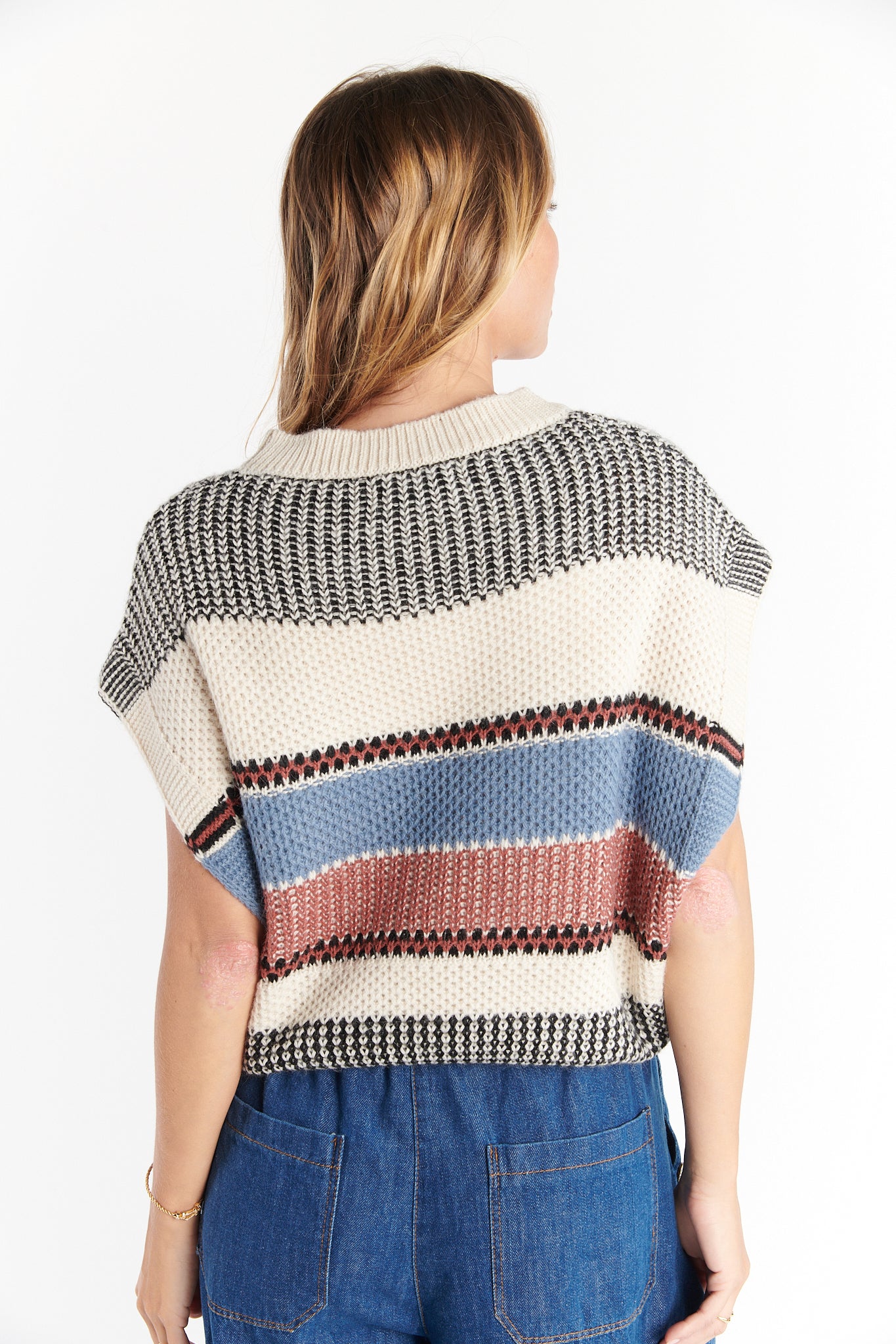 PULL MANCHES COURTES DANAÉ NATUREL DENIM