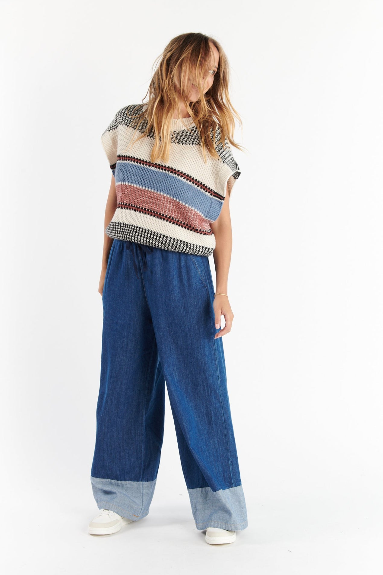 PULL MANCHES COURTES DANAÉ NATUREL DENIM