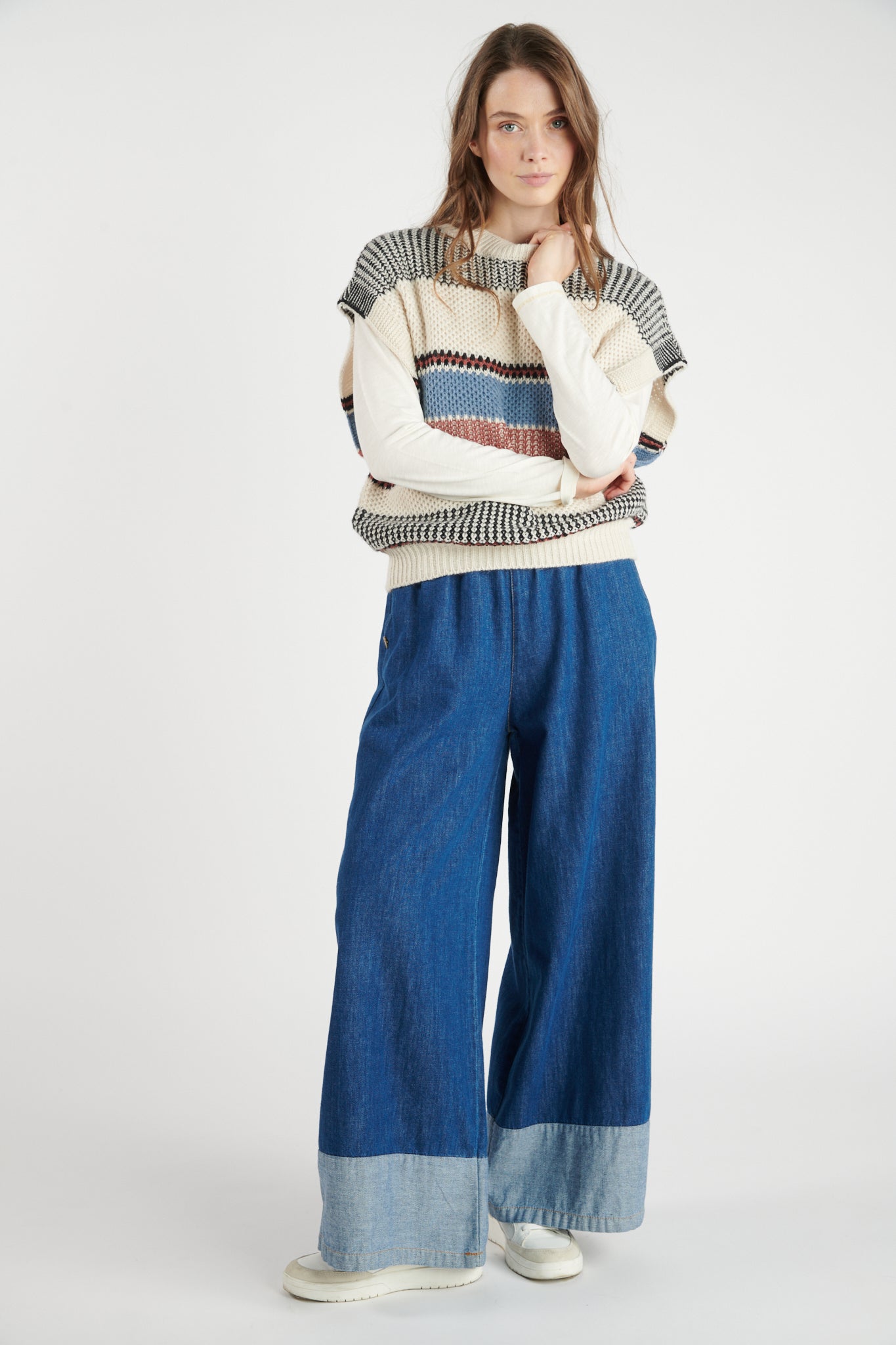 PULL MANCHES COURTES DANAÉ NATUREL DENIM