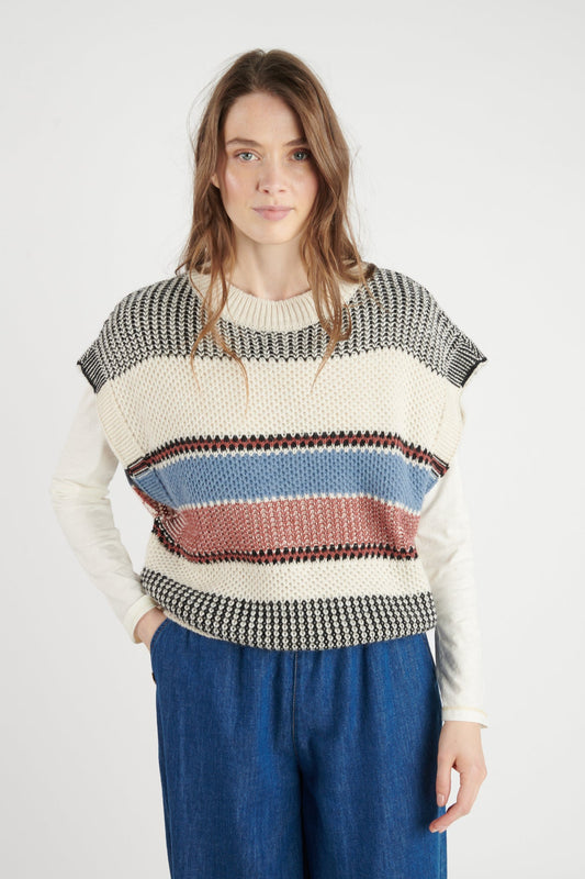 PULL MANCHES COURTES DANAÉ NATUREL DENIM