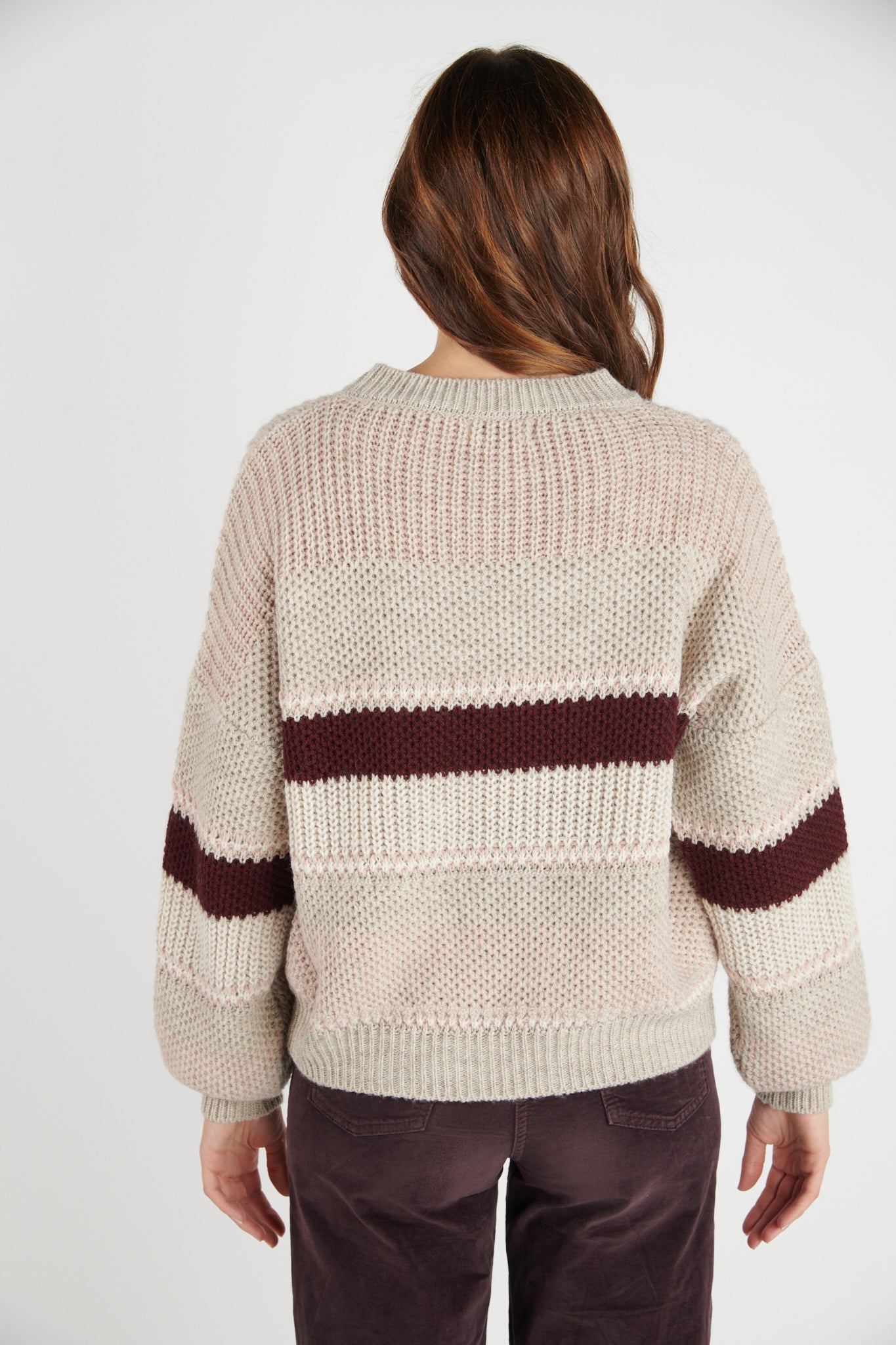 PULL AMPLE DONY BEIGE BORDEAUX