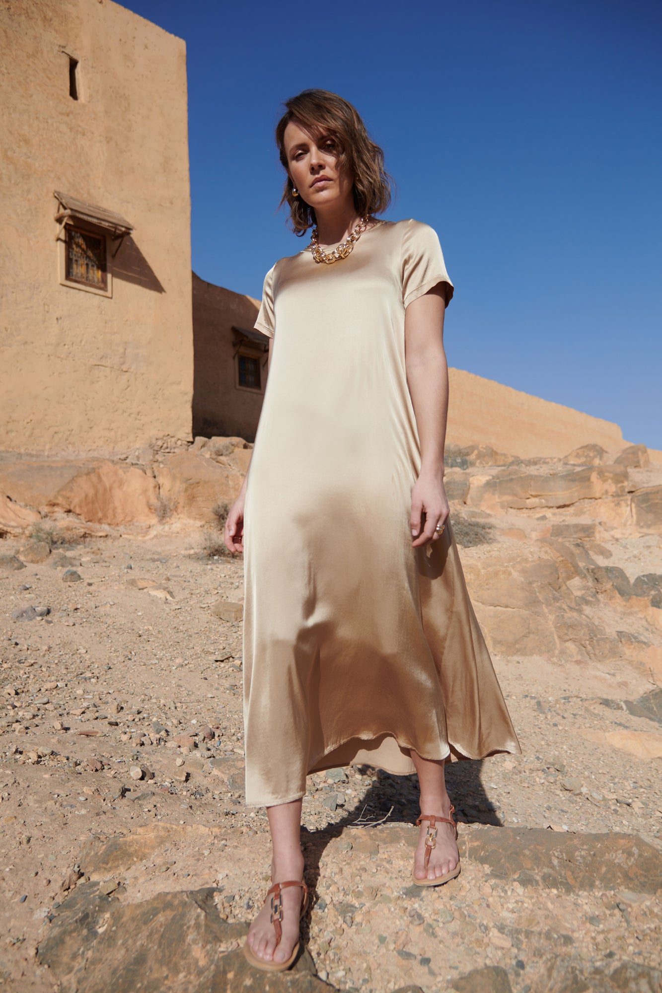 CAREY LONG DRESS SAND
