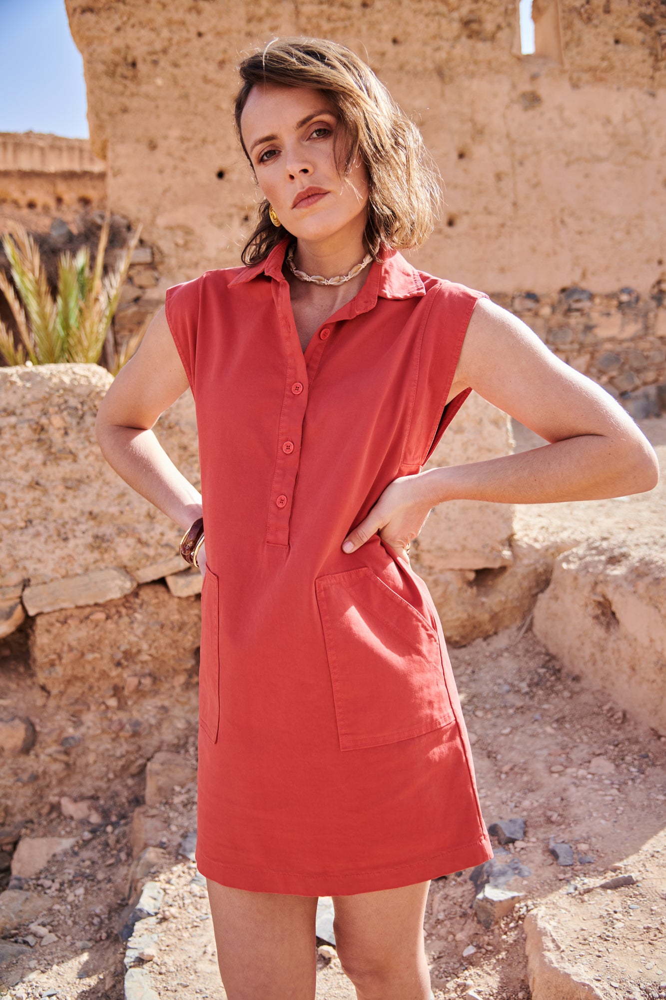 CHARLIE SHORT DRESS CORAL