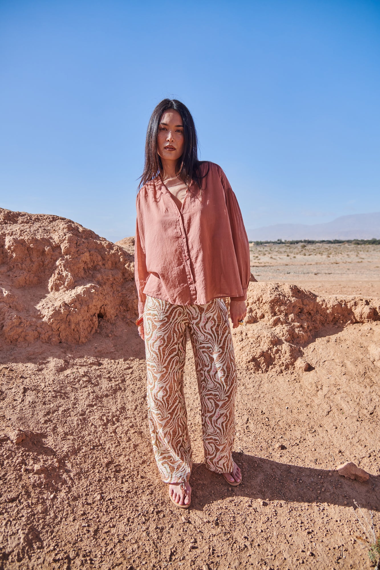 PANTALON CAMDEN IMPRIMÉ FAUVE MARRON