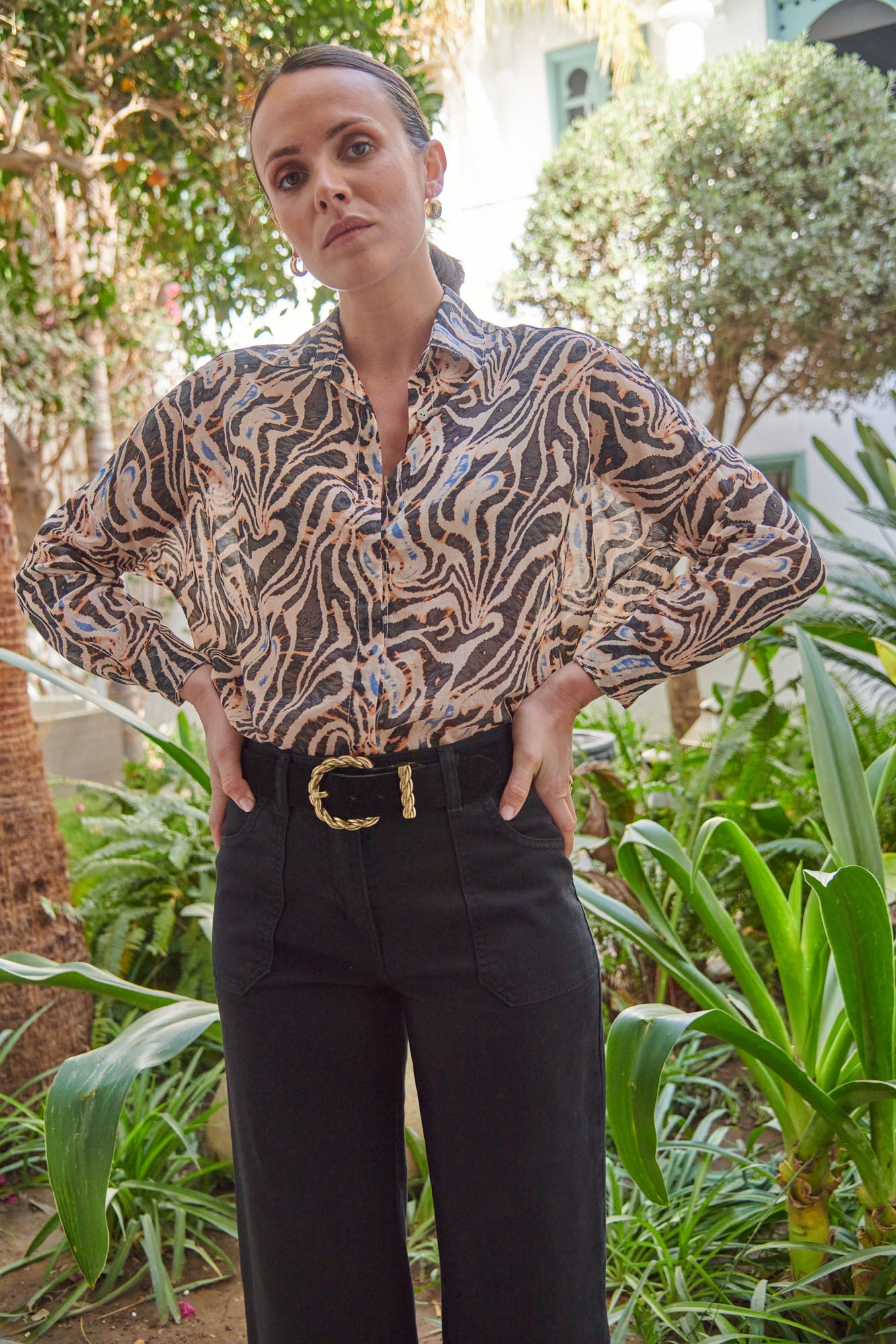 CALIXTE ANIMAL PRINT COTTON VOILE SHIRT