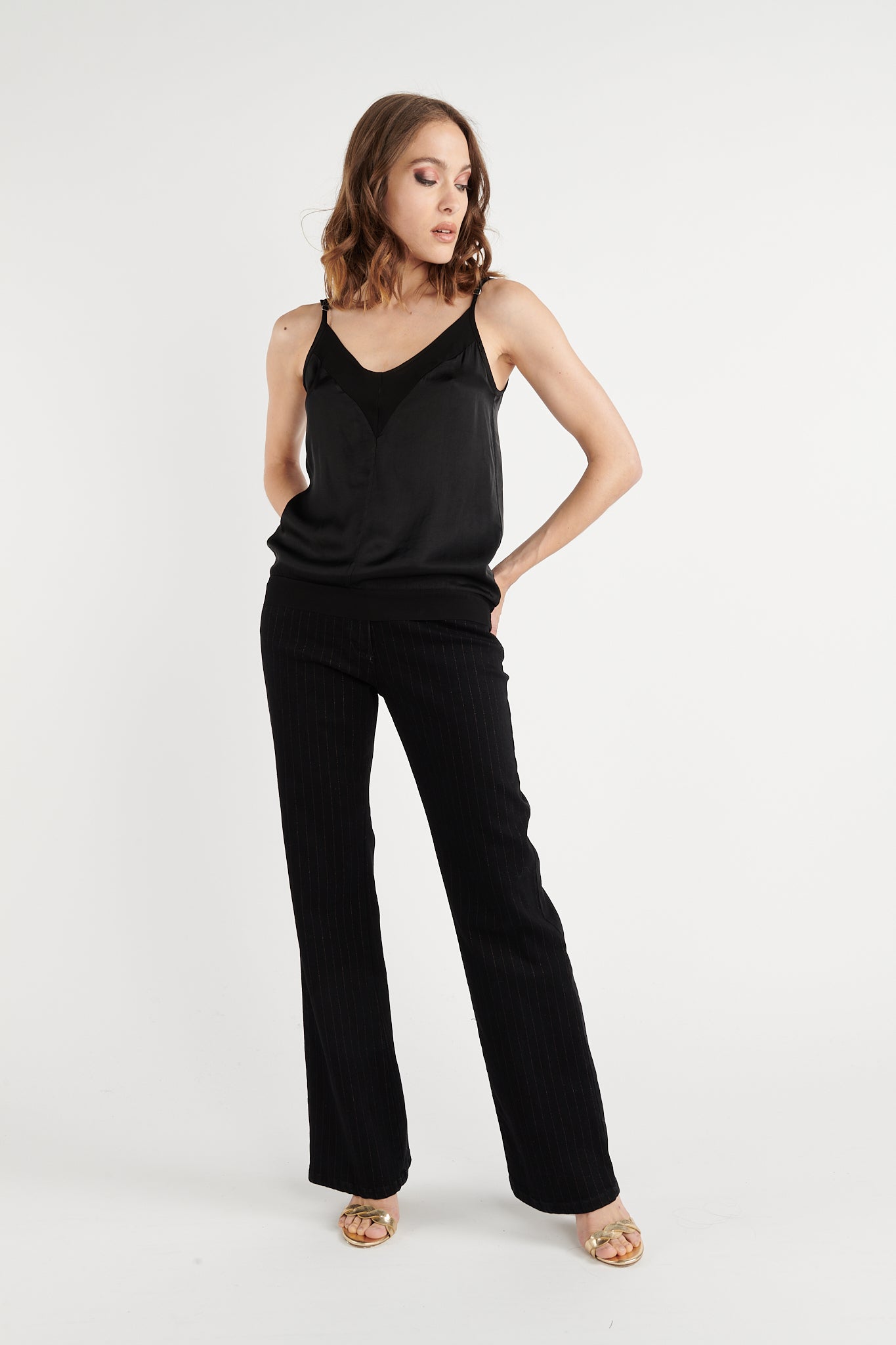 PANTALON ÉVASÉ LUREX BELINA NOIR
