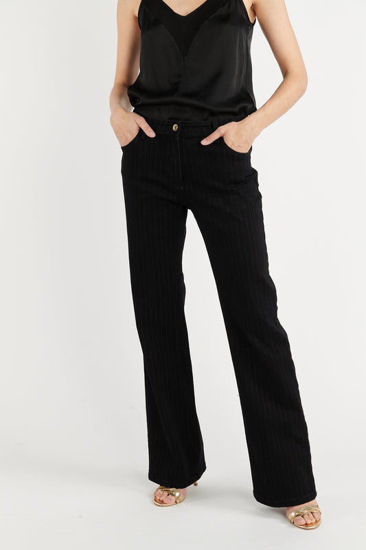PANTALON ÉVASÉ LUREX BELINA NOIR
