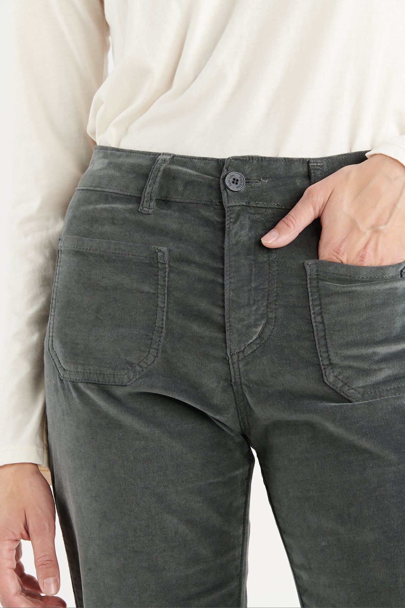 PANTALON FLARE VELOURS ANOUCK CARBONE