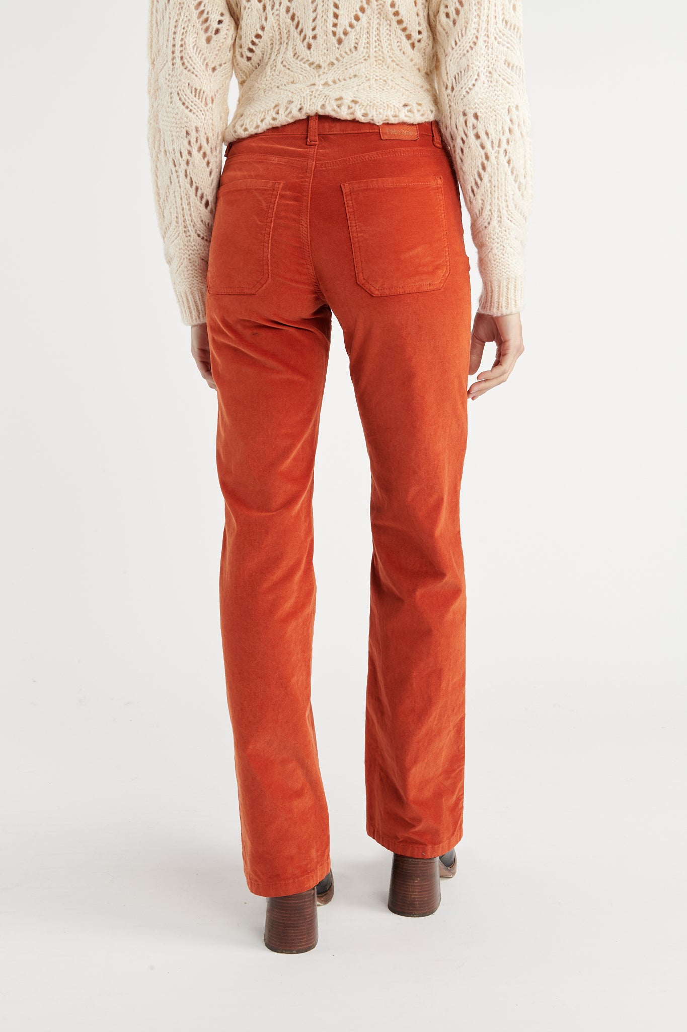 PANTALON FLARE VELOURS ANOUCK ORANGE BRULÉ