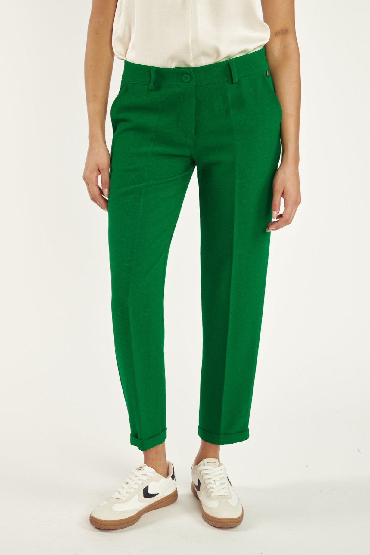 PANTALON 7/8ÈME CIGARETTE AUGUSTIN VERT ÉMERAUDE