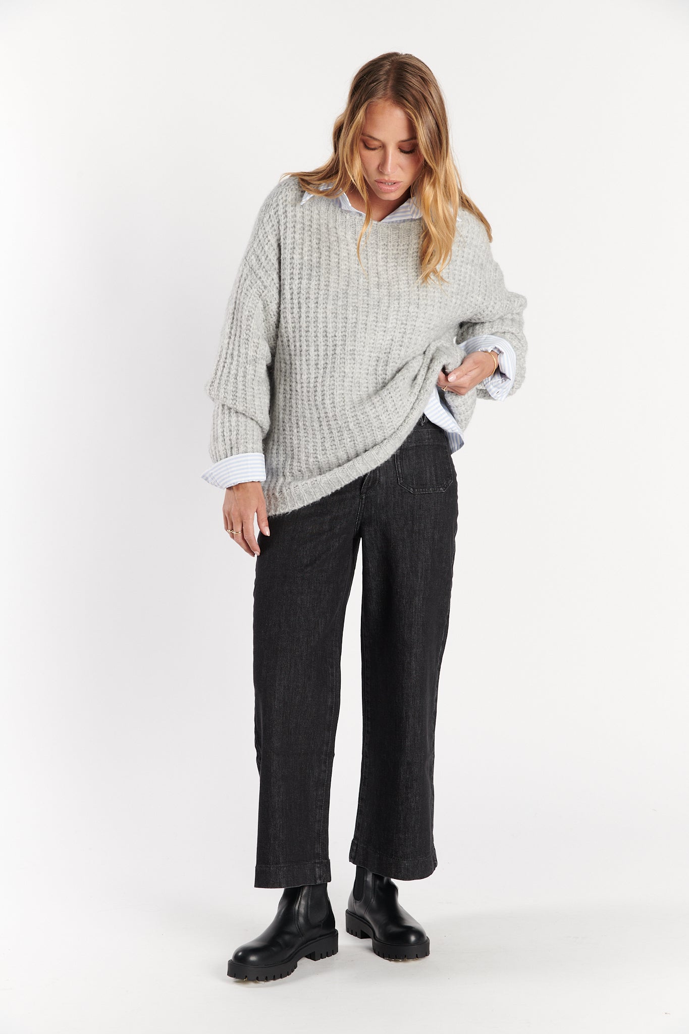 PULL COL BATEAU DANILOU GRIS