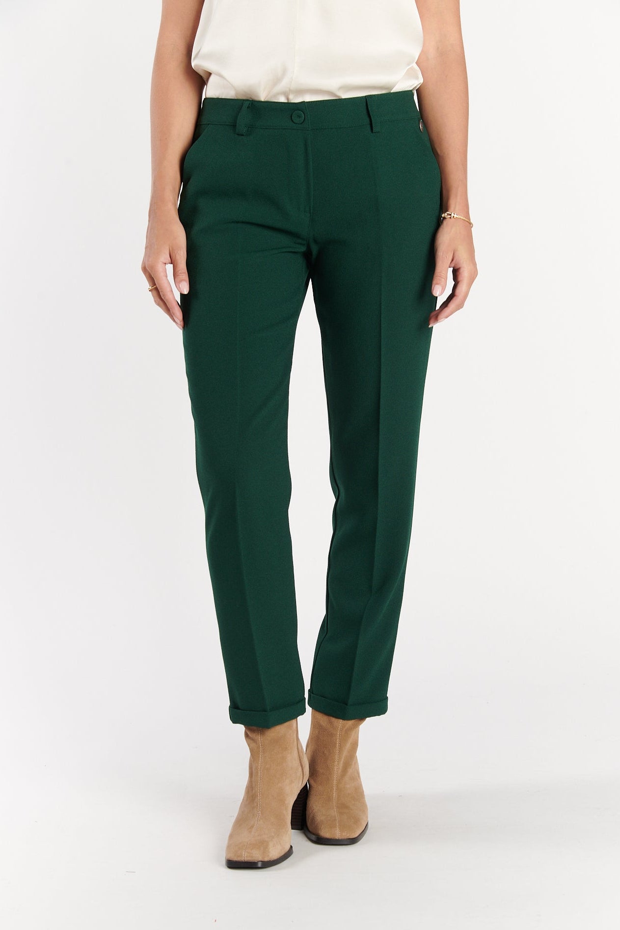 PANTALON 7/8ÈME CIGARETTE AUGUSTIN VERT PIN