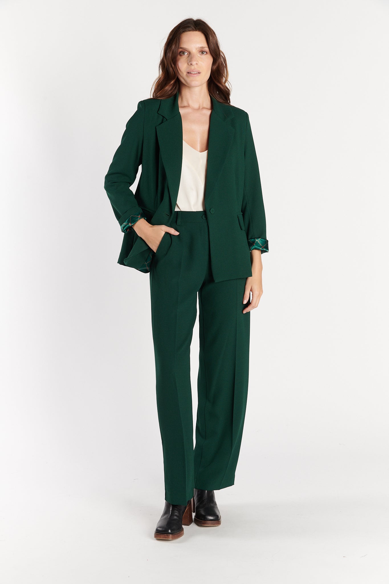 PANTALON LARGE NATHAN VERT PIN