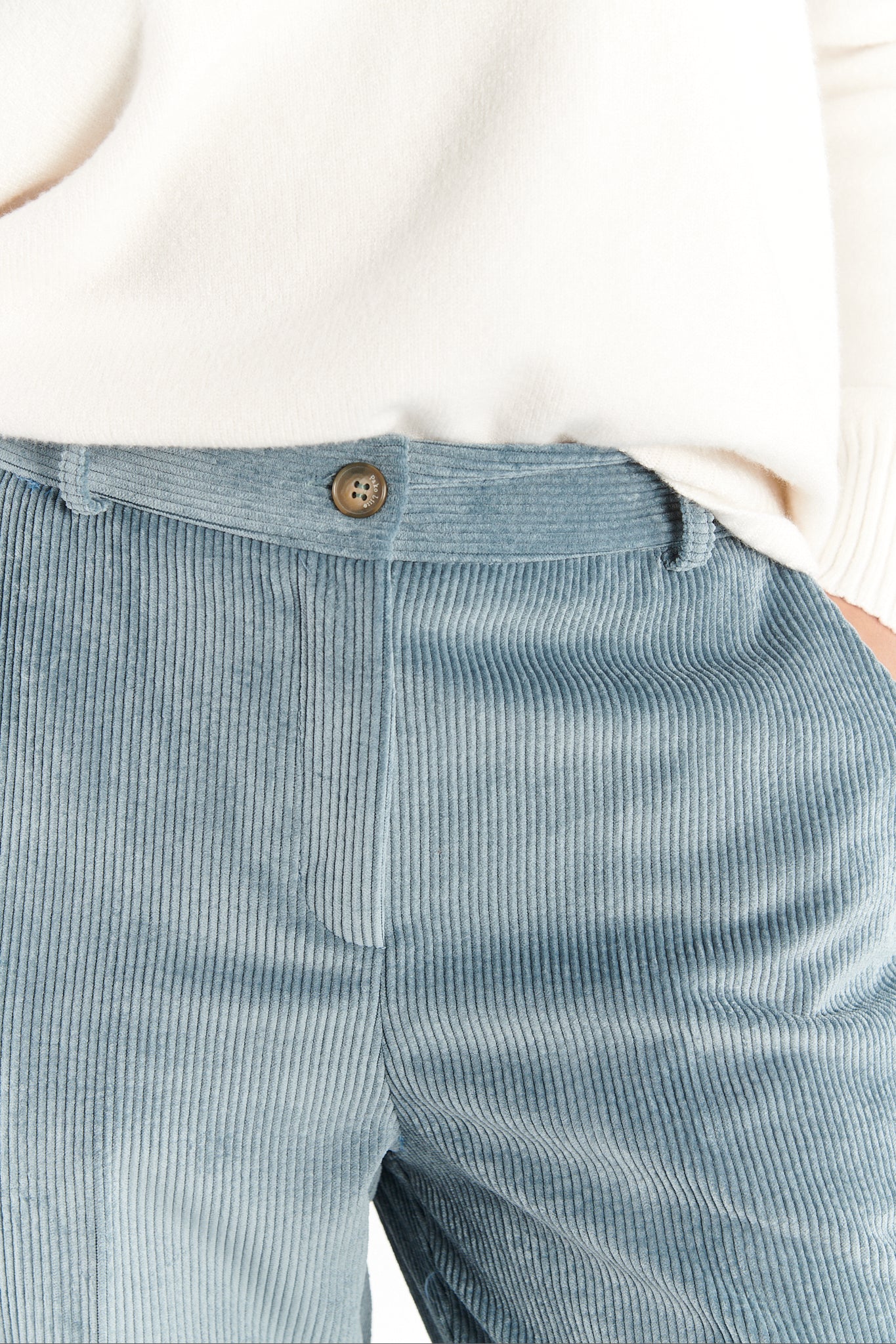 PANTALON LARGE VELOURS BRÉANNE BLEU CENDRE
