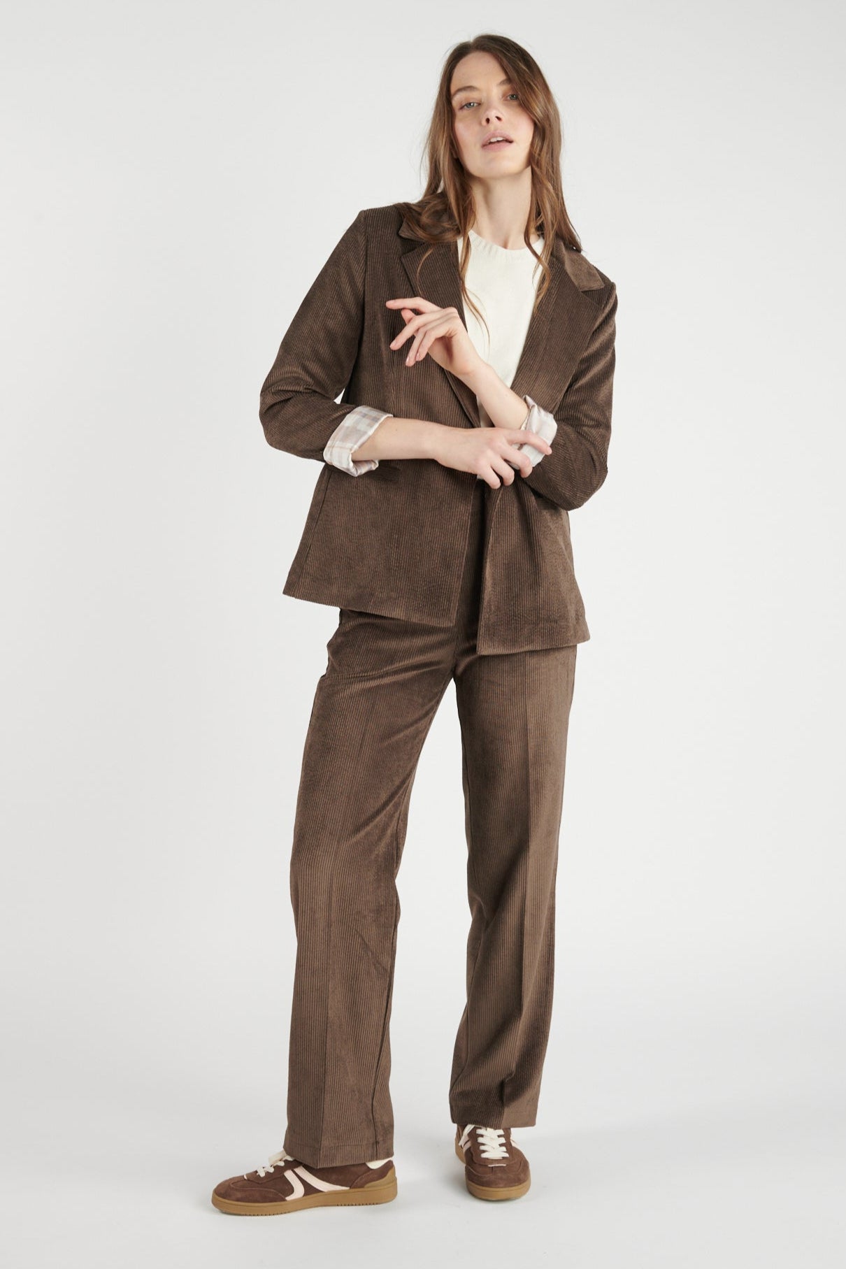 PANTALON LARGE VELOURS BRÉANNE CHOCO