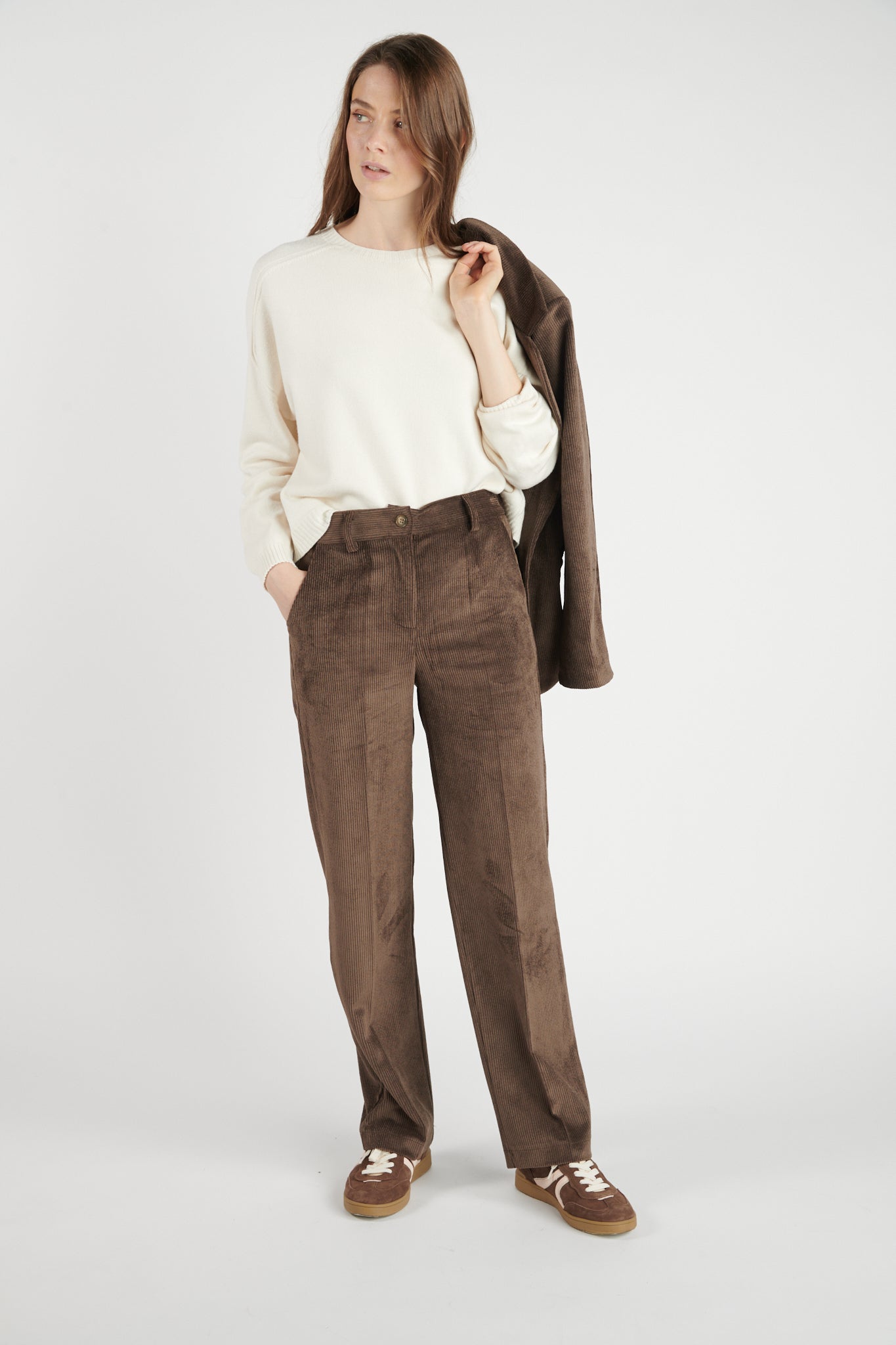 PANTALON LARGE VELOURS BRÉANNE CHOCO