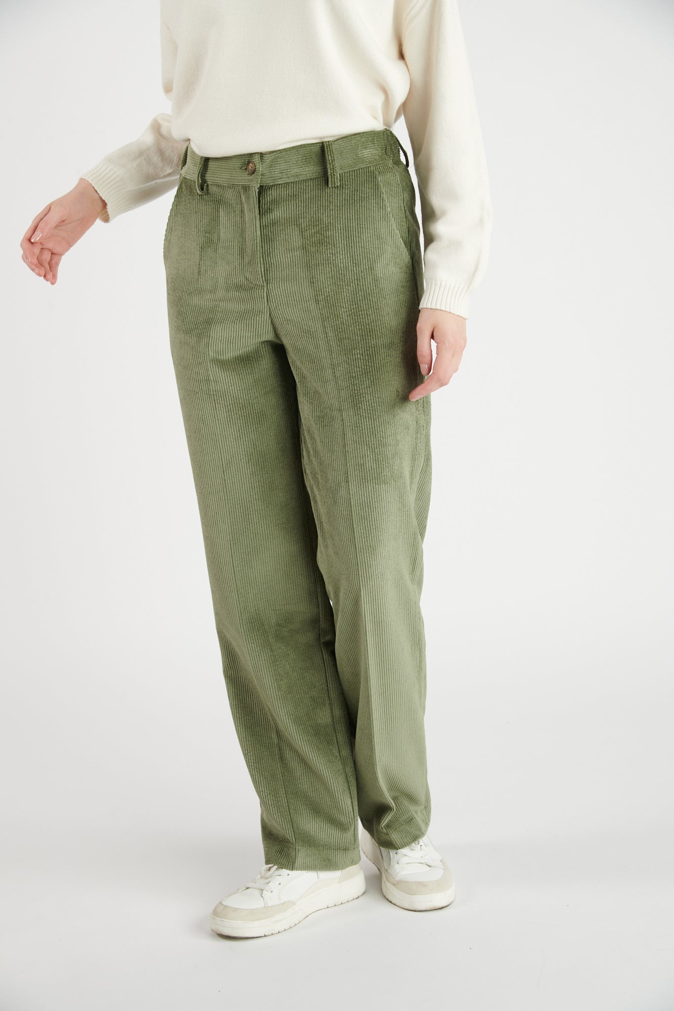 PANTALON LARGE VELOURS BRÉANNE KAKI