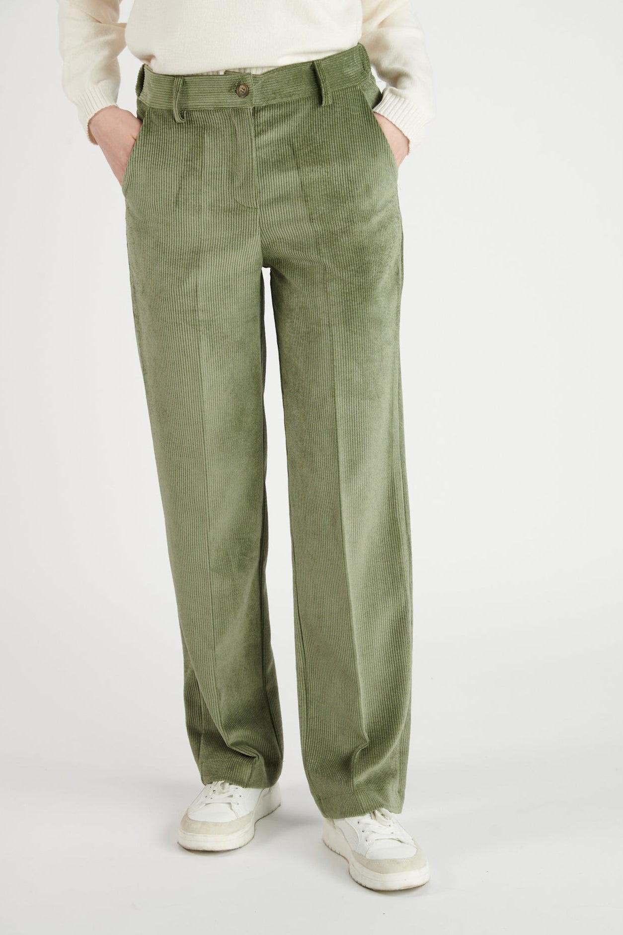 PANTALON LARGE VELOURS BRÉANNE KAKI