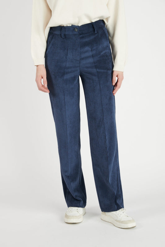 PANTALON LARGE VELOURS BRÉANNE MARINE