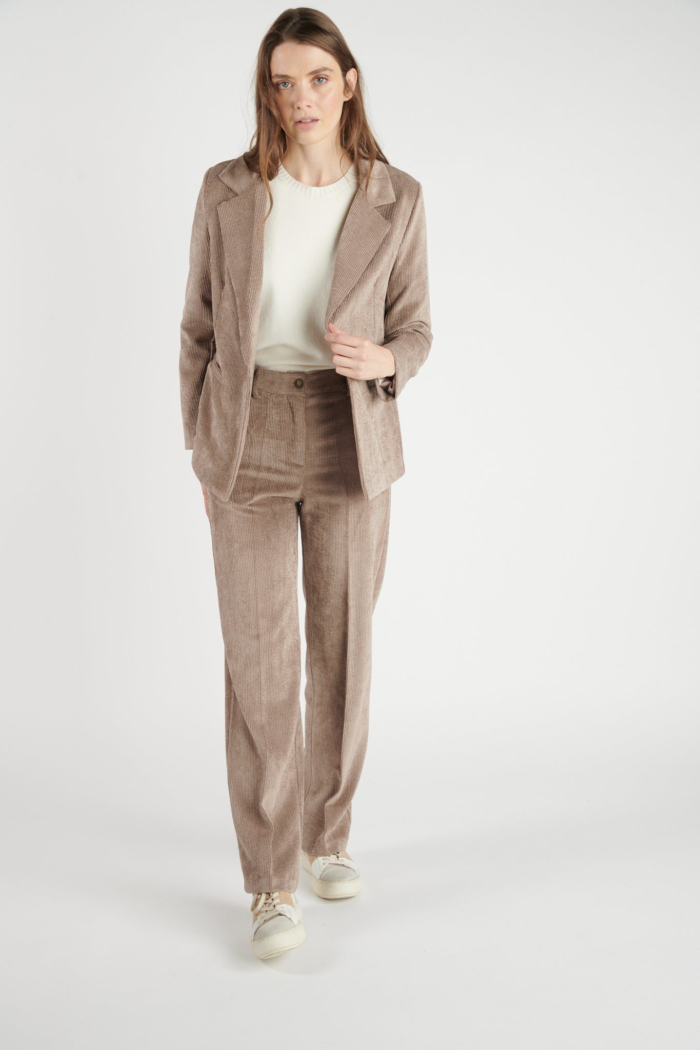 PANTALON LARGE VELOURS BRÉANNE TAUPE