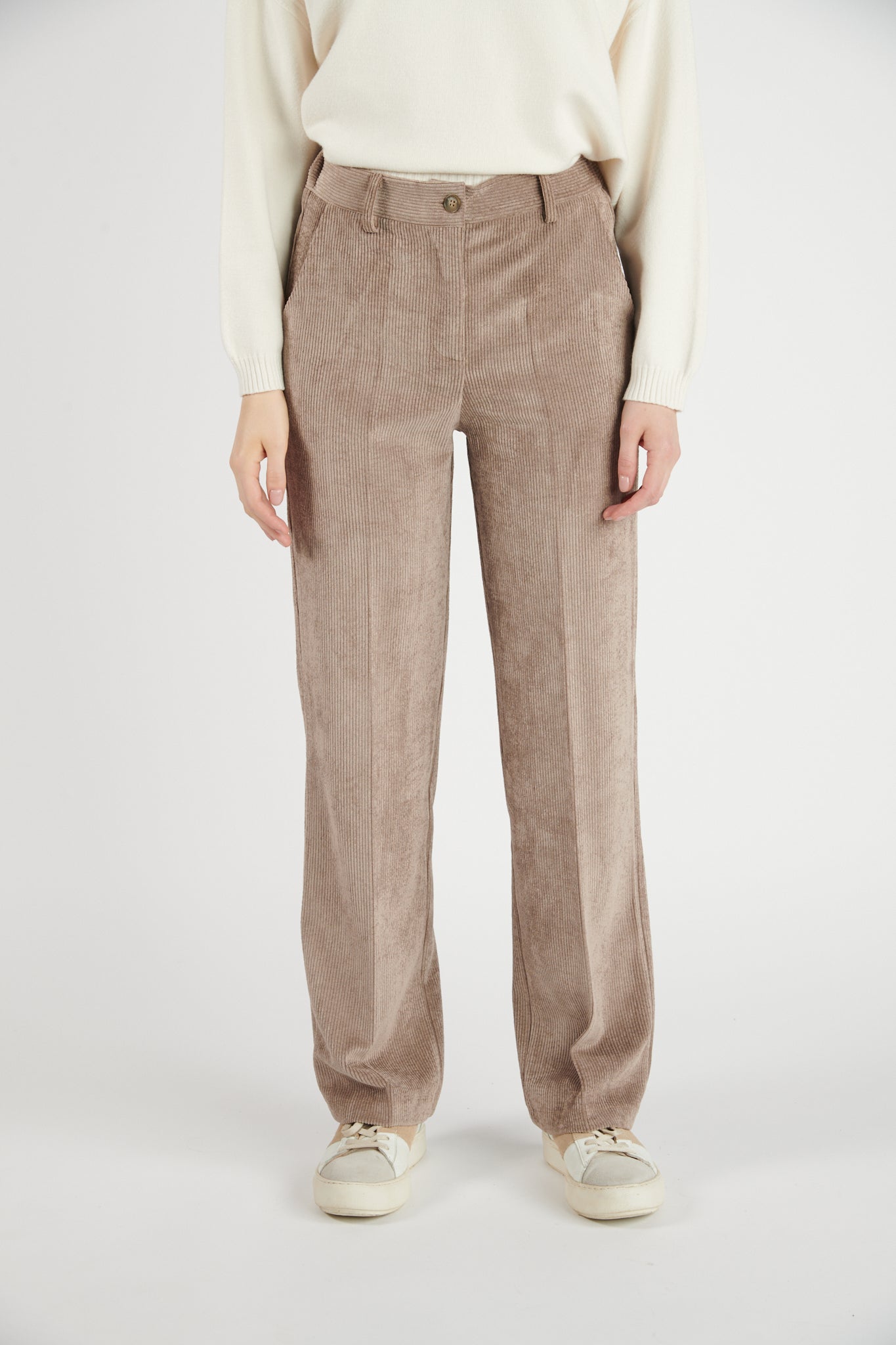 PANTALON LARGE VELOURS BRÉANNE TAUPE