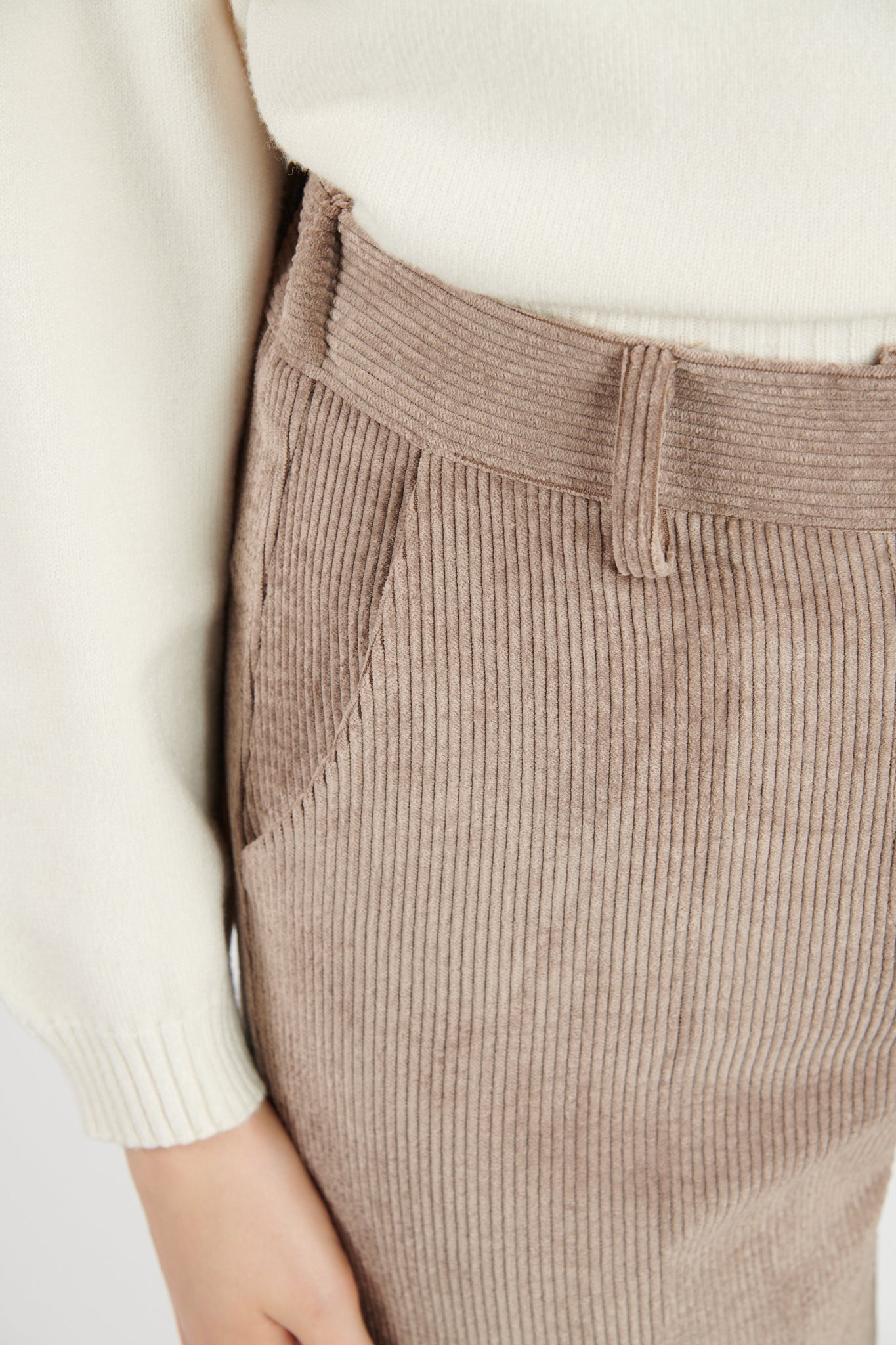PANTALON LARGE VELOURS BRÉANNE TAUPE