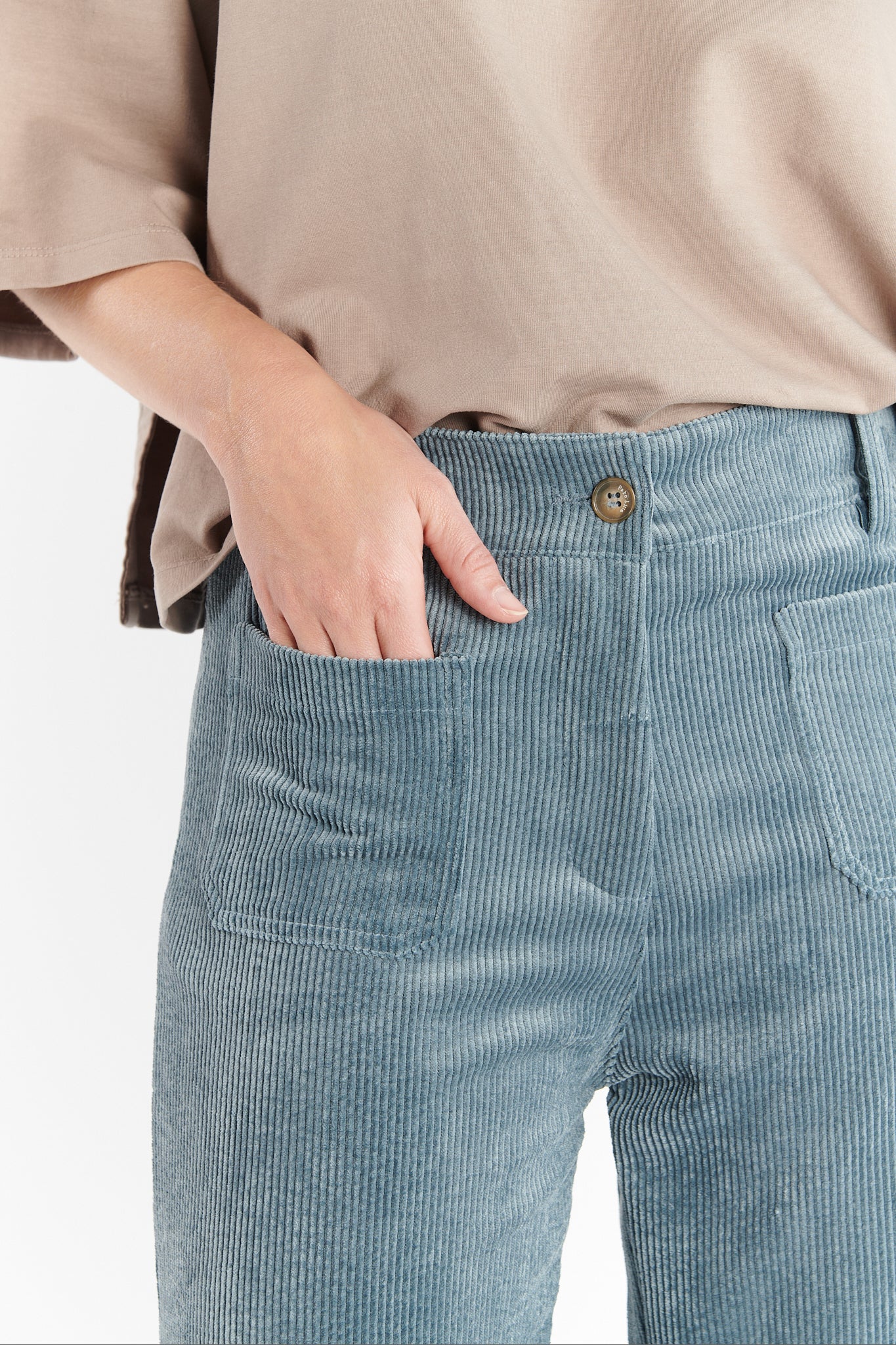 PANTALON 7/8 VELOURS DANEL BLEU CENDRE