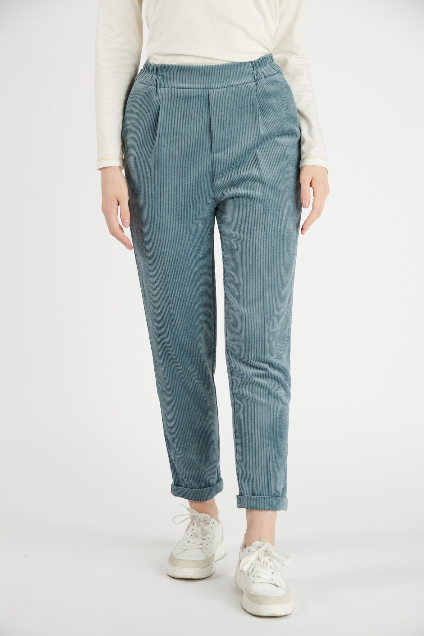 CHINO VELOURS DEAN BLEU CENDRE