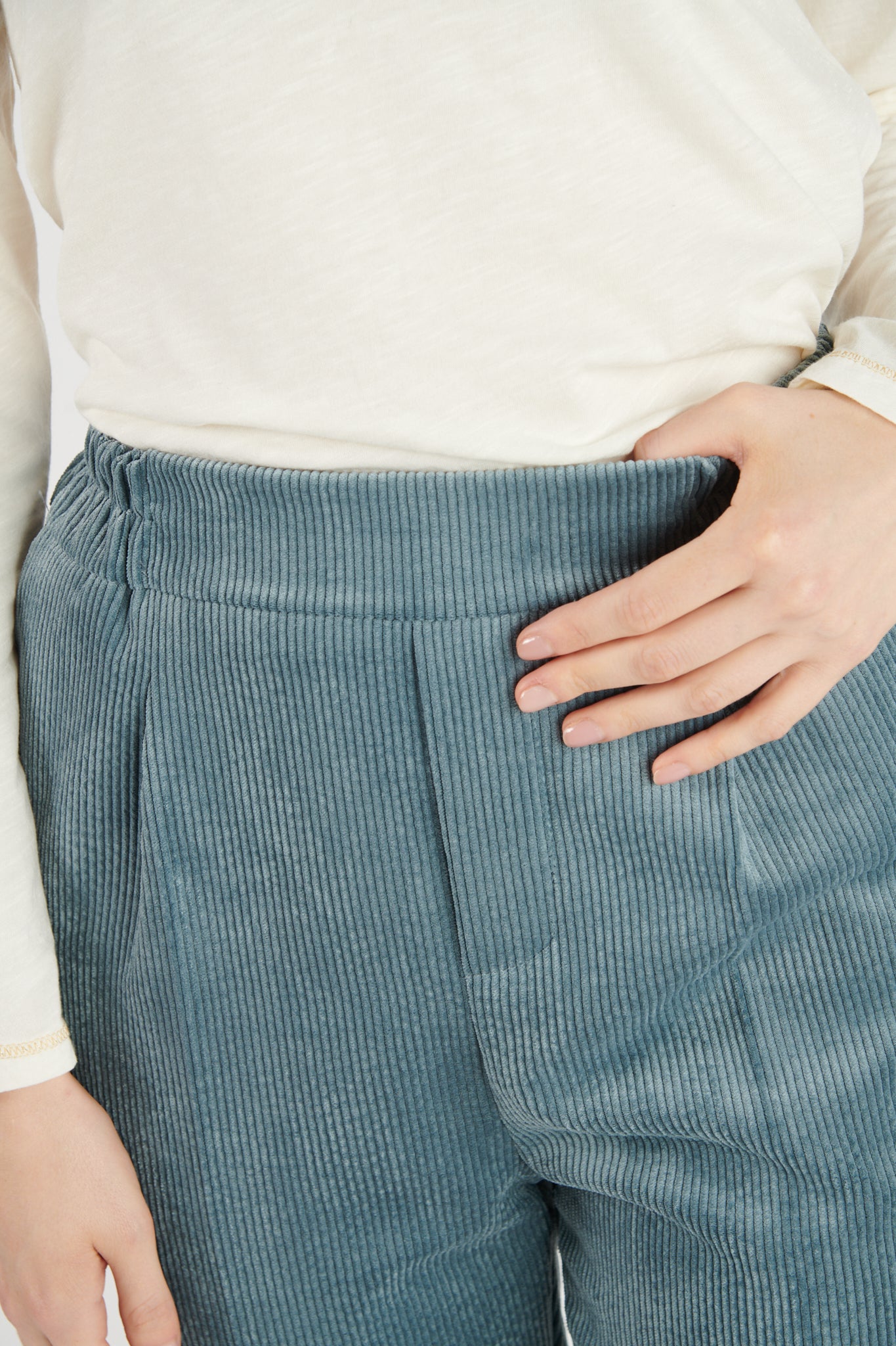 CHINO VELOURS DEAN BLEU CENDRE