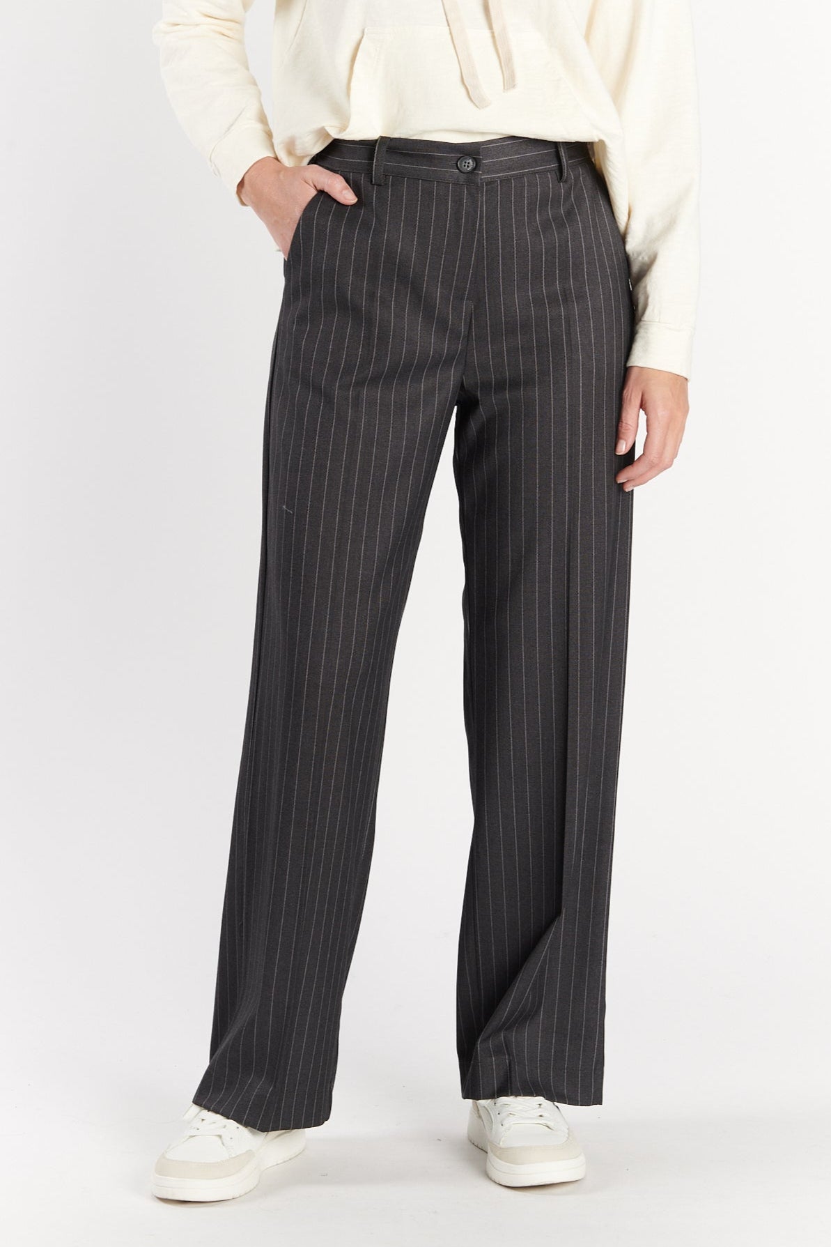 PANTALON À RAYURES DERICK GRIS FONCÉ