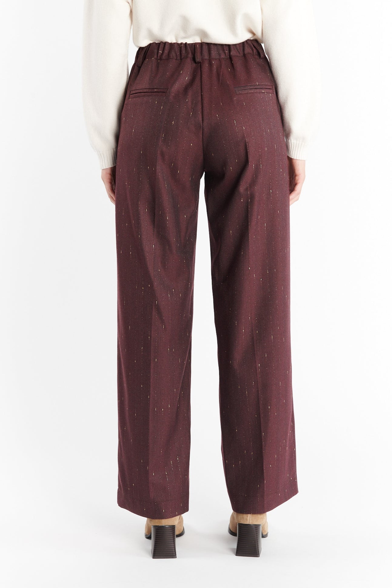 PANTALON LARGE DENZEL BORDEAUX LUREX