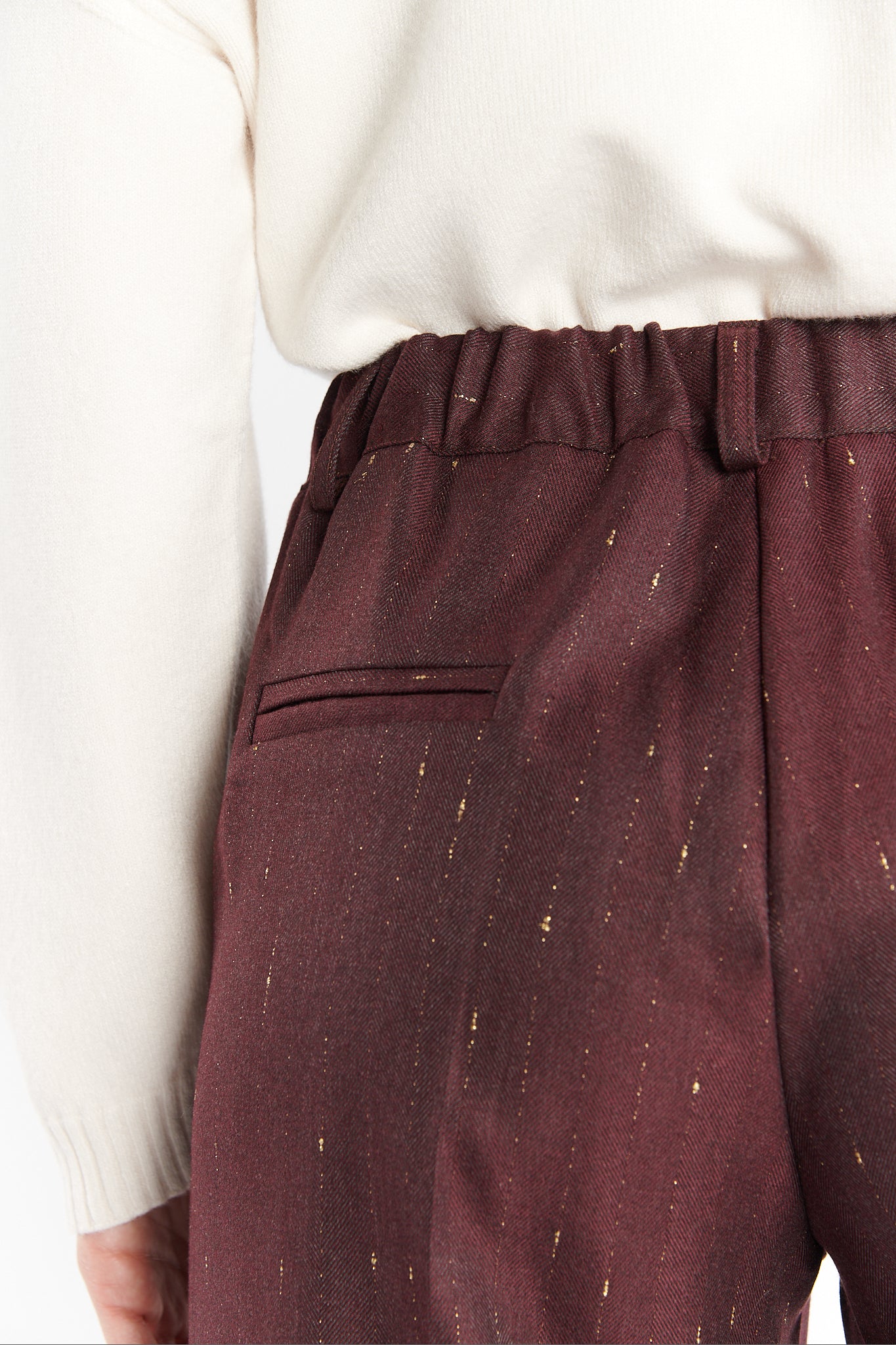 PANTALON LARGE DENZEL BORDEAUX LUREX